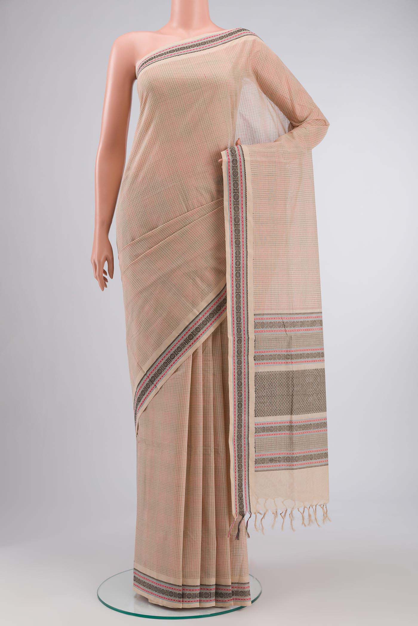 Beige Coimbatore Cotton Saree