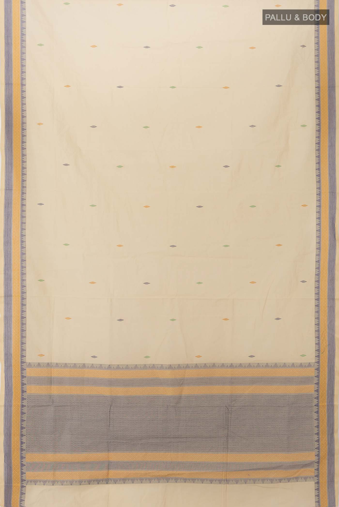 Beige Coimbatore Cotton Saree - Image 5