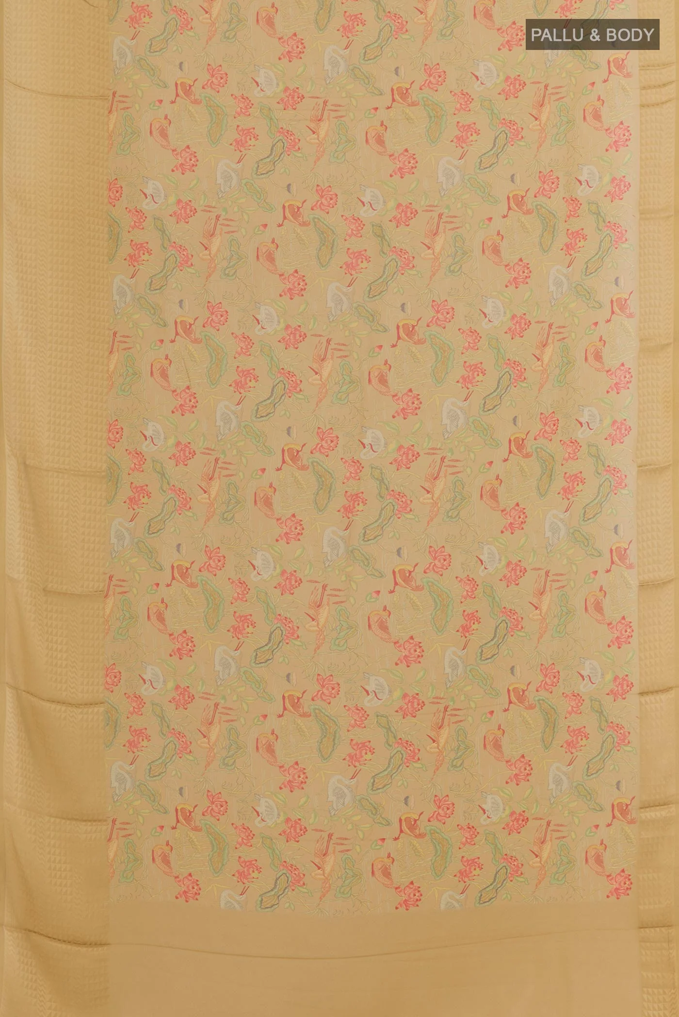 Beige Mysore Crepe Saree - Image 3