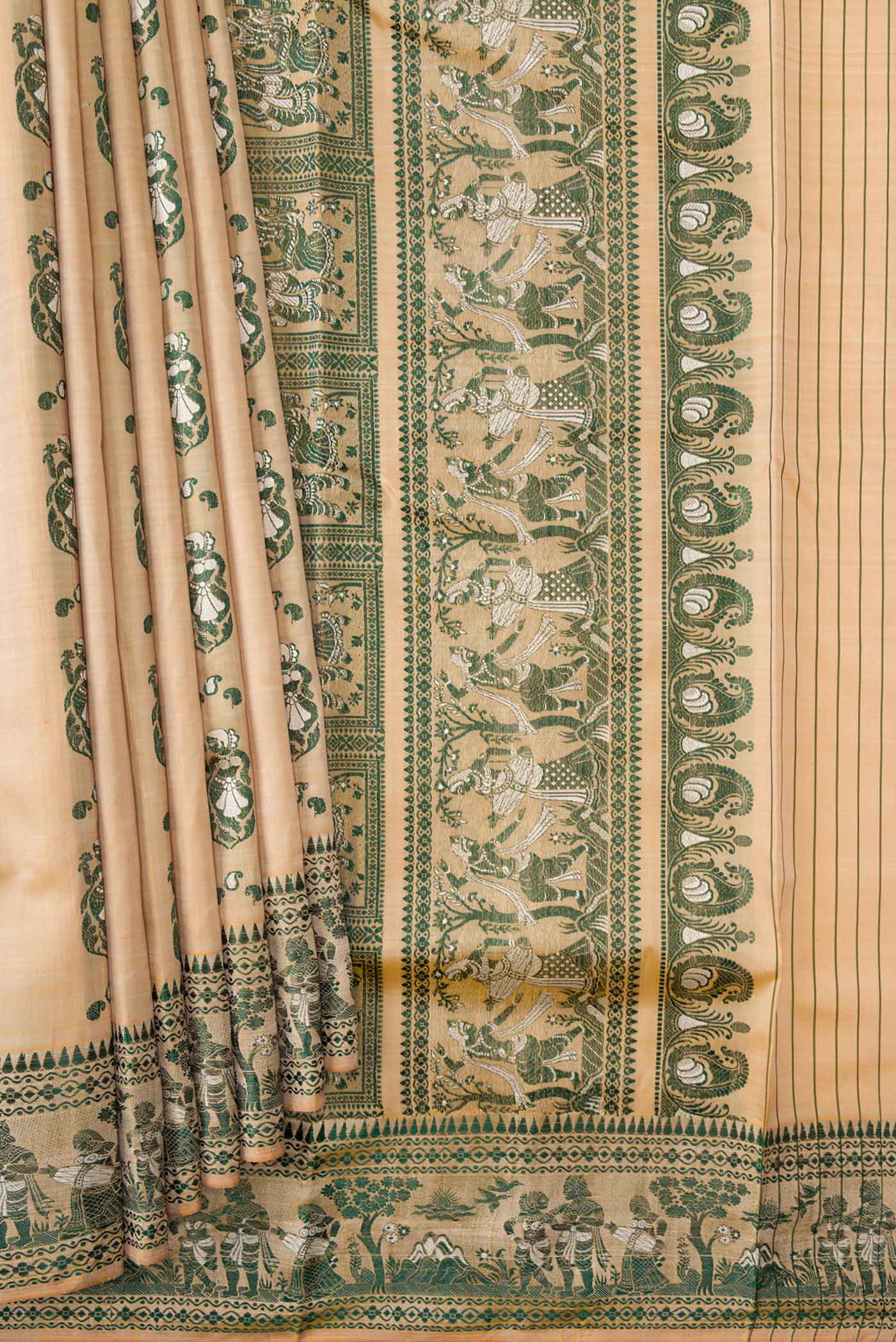 Beige Dual Tone Baluchari Silk Saree - Image 4