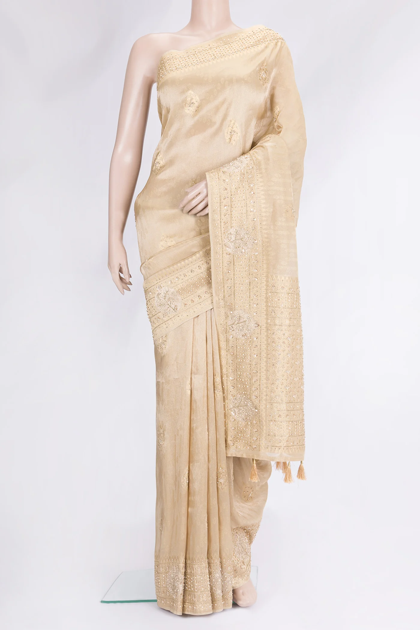Beige Banarasi Georgette Saree