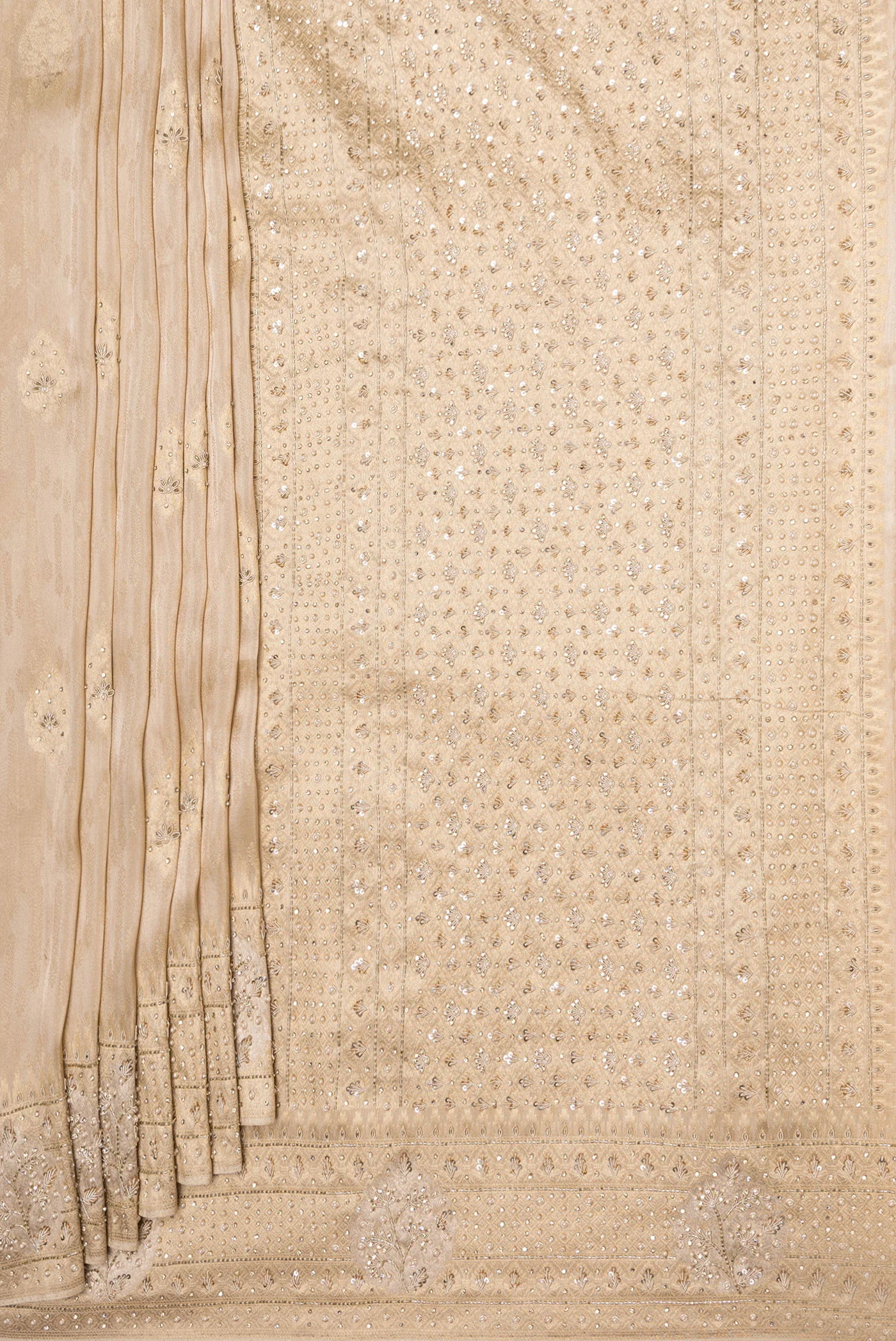 Beige Banarasi Georgette Saree - Image 4