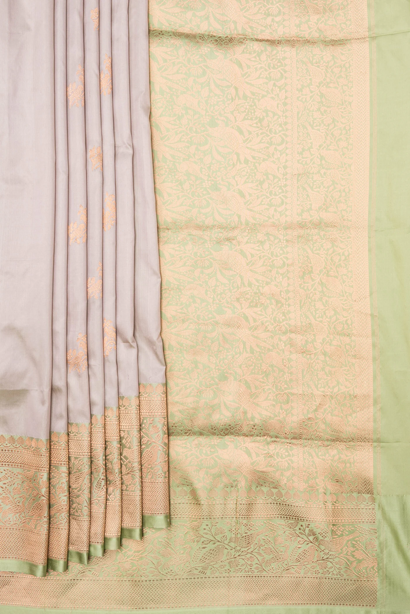 Beige Banarasi Silk Saree - Image 4
