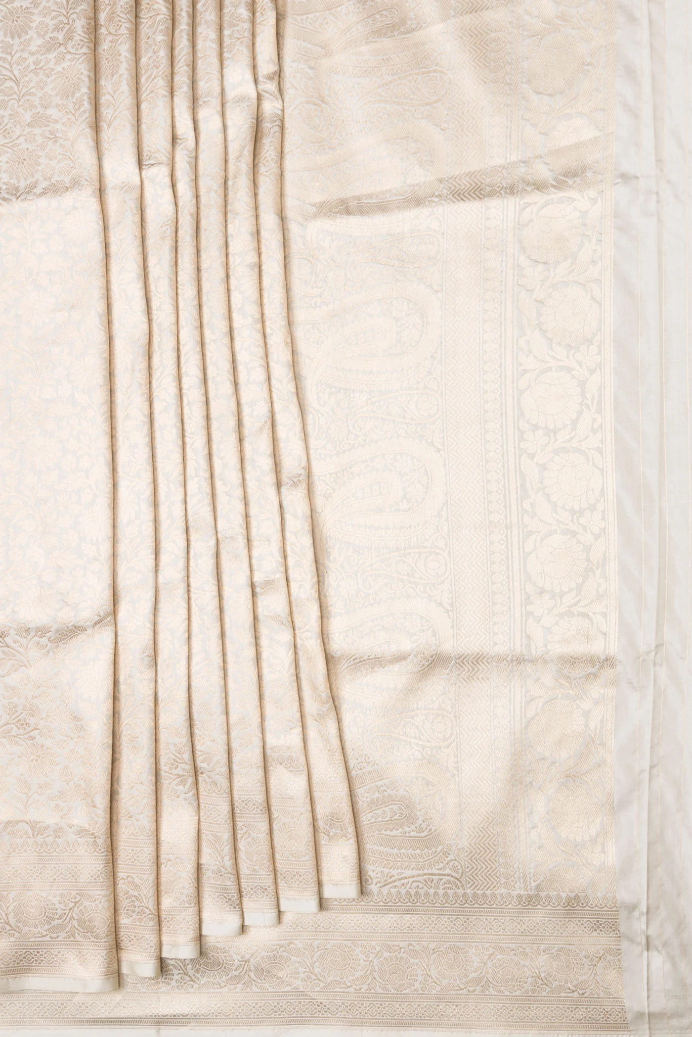 Beige Banarasi Silk Saree - Image 4