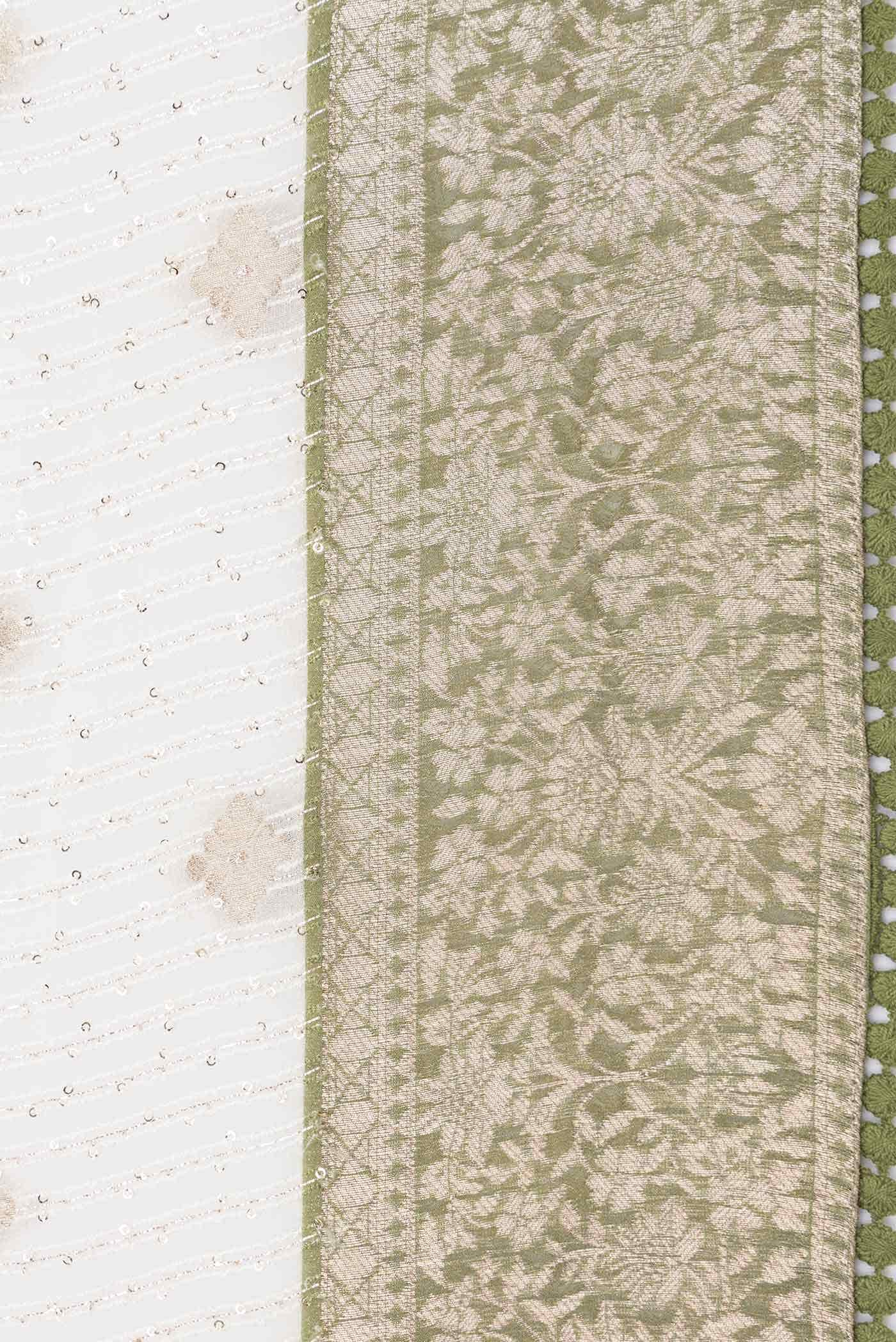 Off White Blended Crepe Saree - Image 3