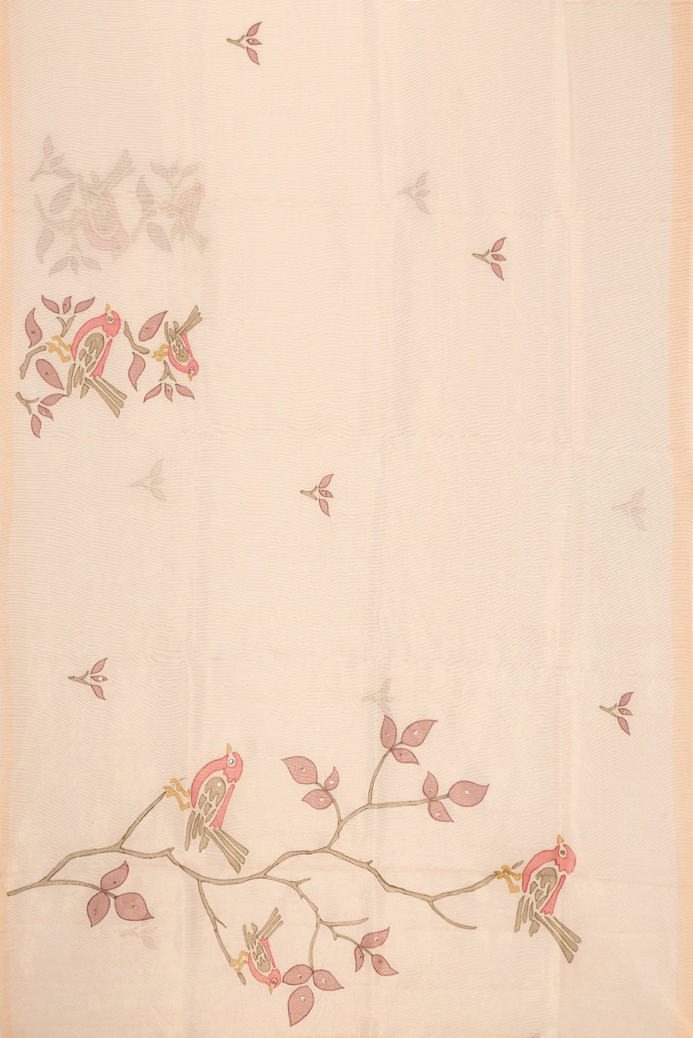 Cream Blended Chanderi Silk Cotton Saree - Image 3