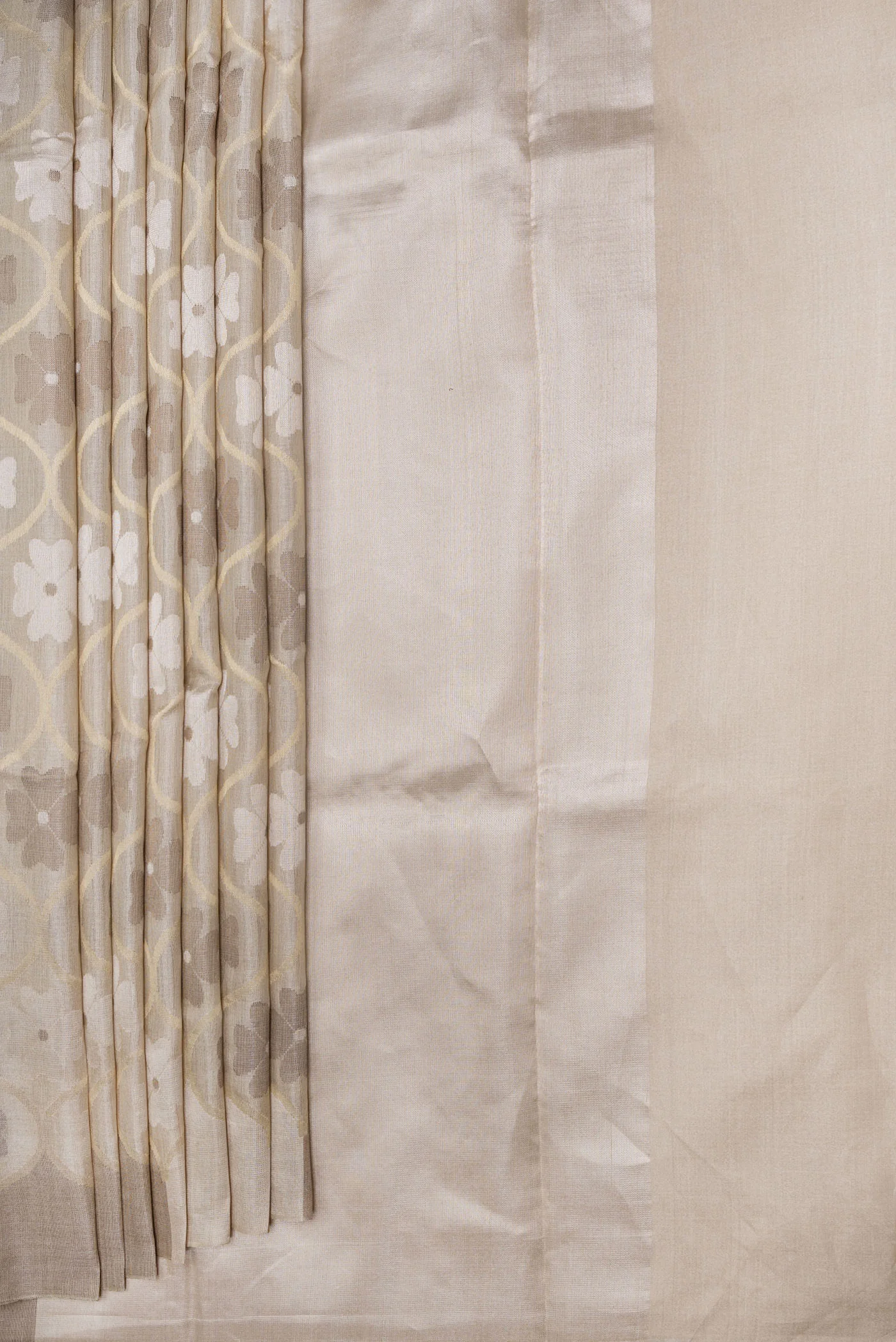 Beige Dual Tone Chanderi Silk Saree - Image 4