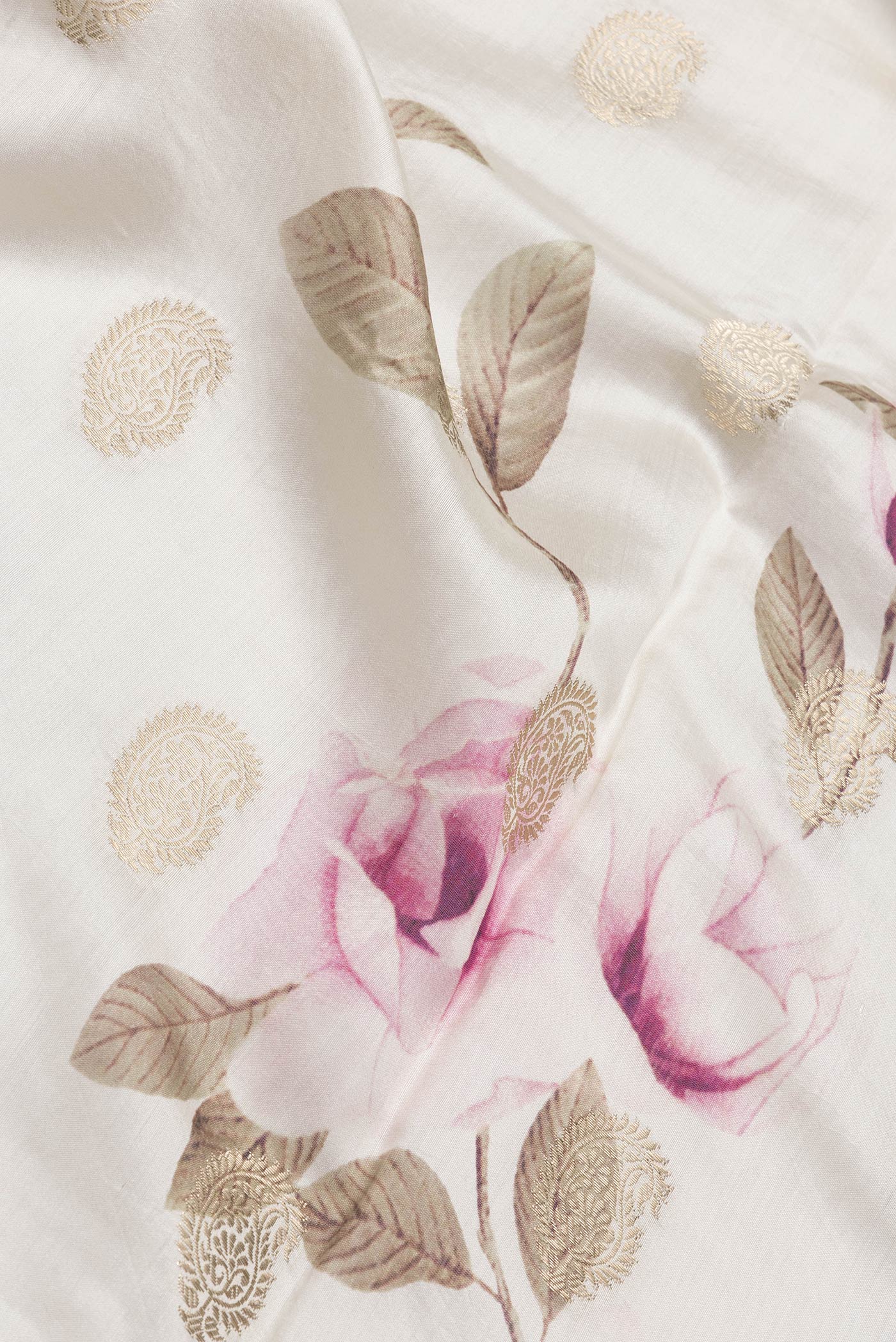 Off White Tussar Silk Saree - Image 2