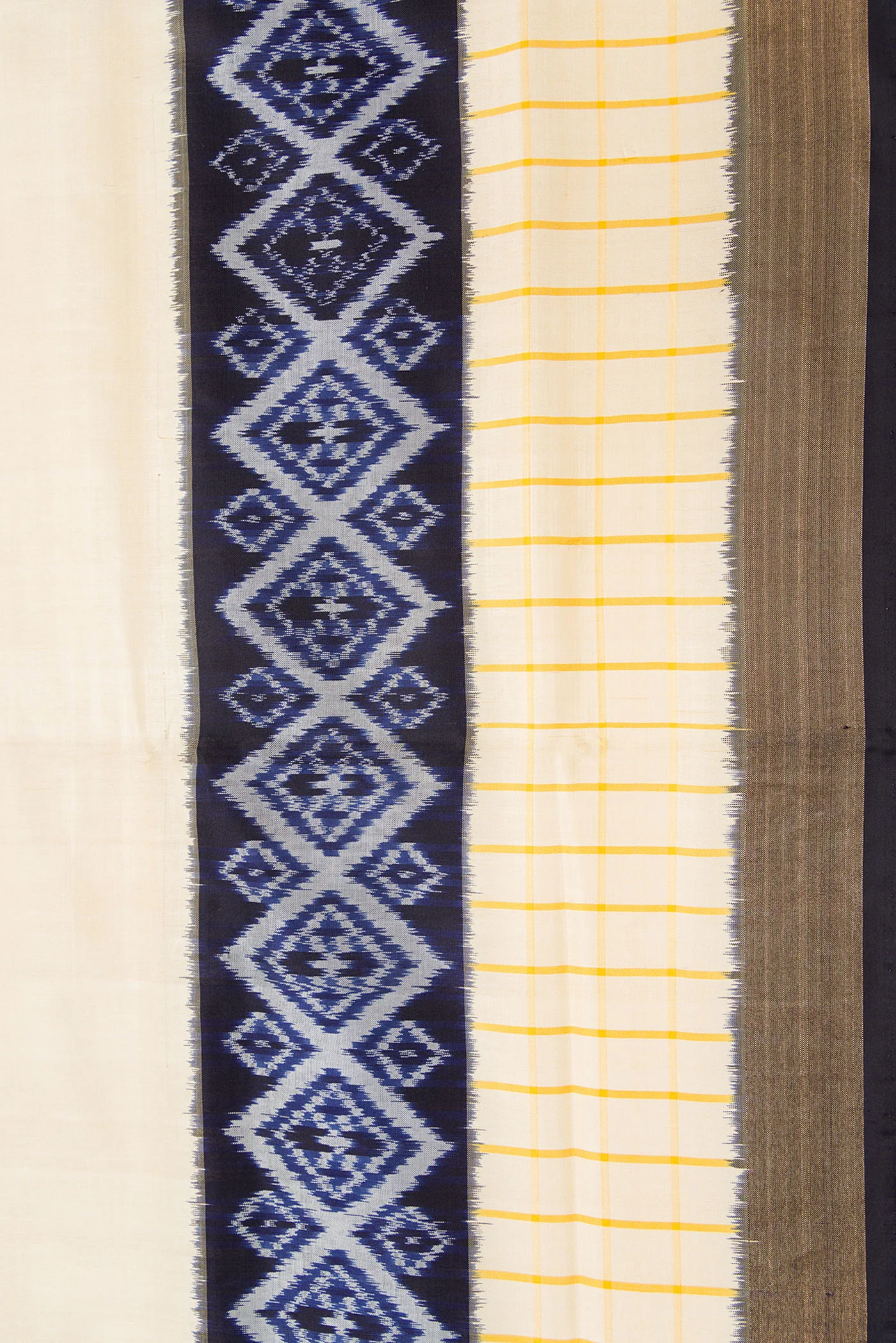 Cream Pochampally Silk Saree - Image 3