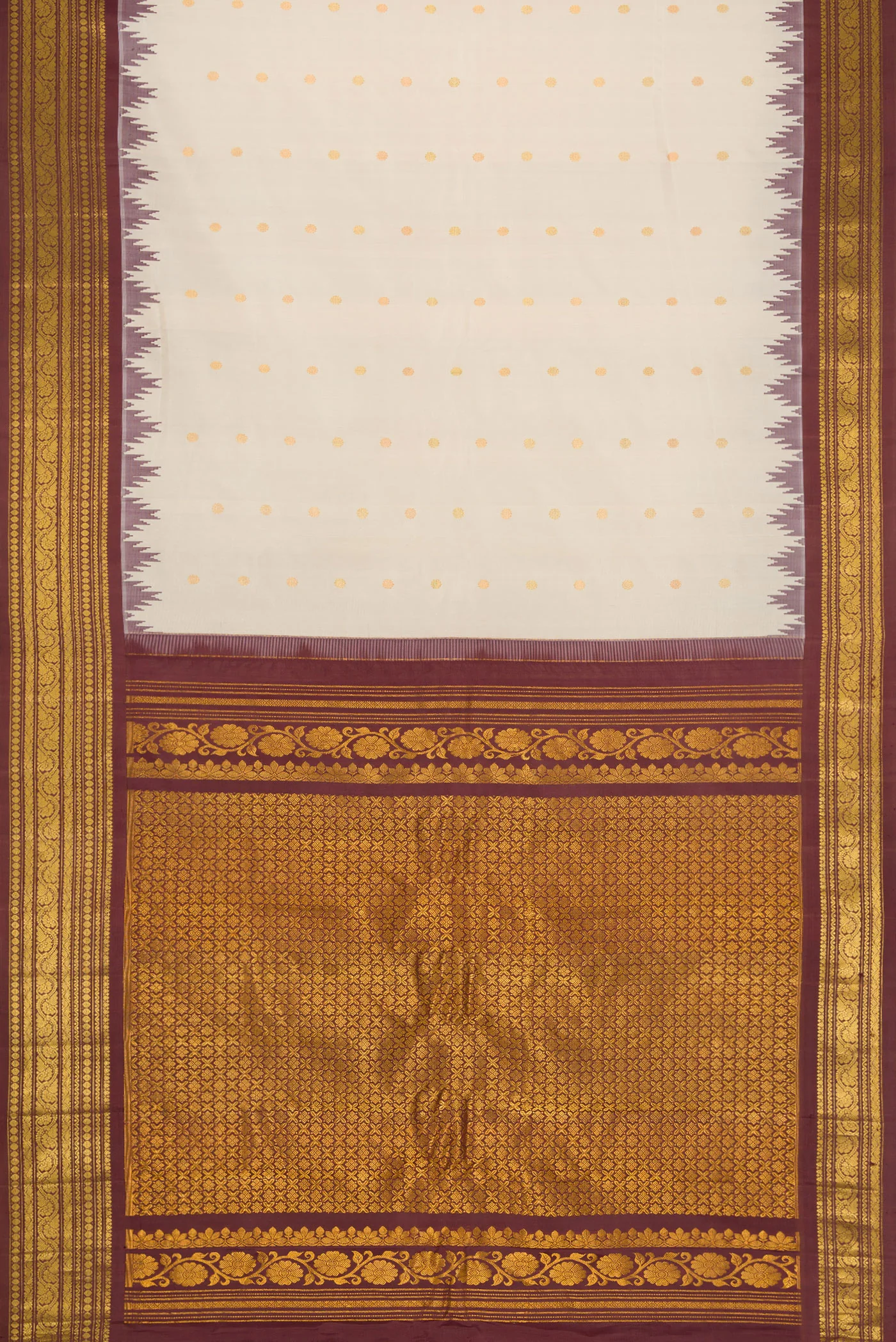 Cream Gadwal Silk Saree - Image 6
