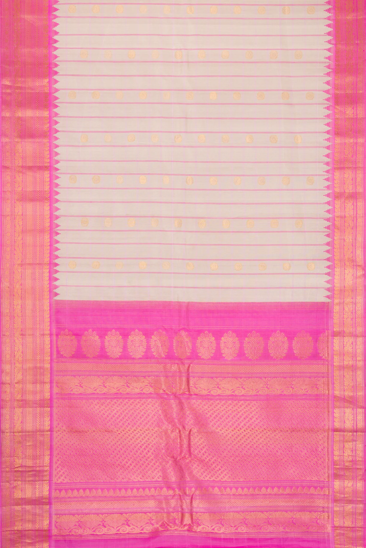 Cream Gadwal Silk Saree - Image 6