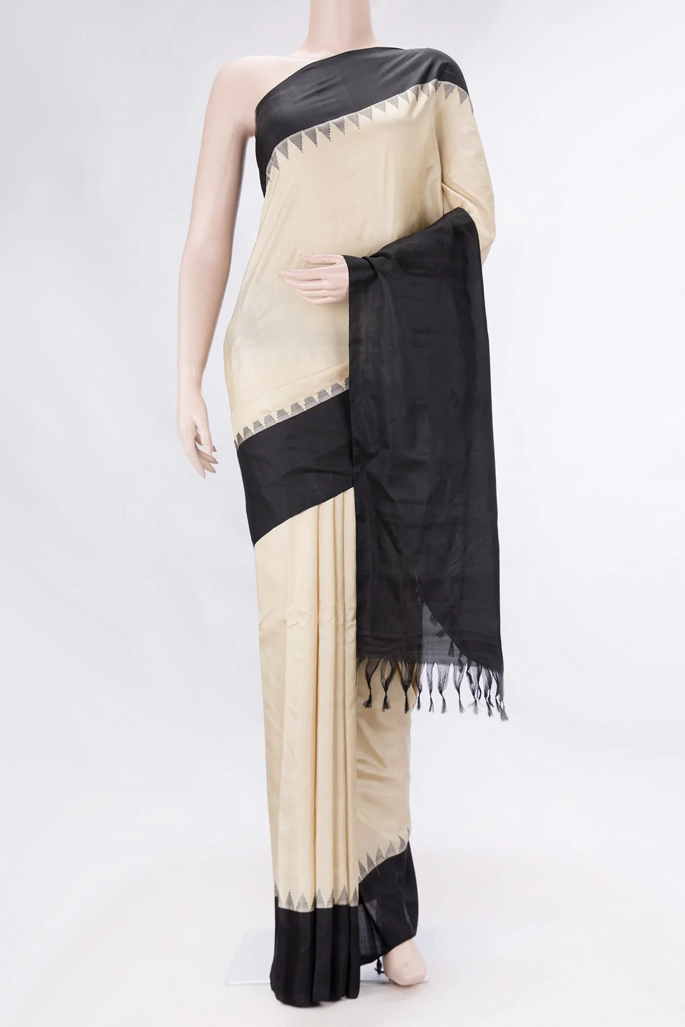 Cream Gadwal Silk Saree