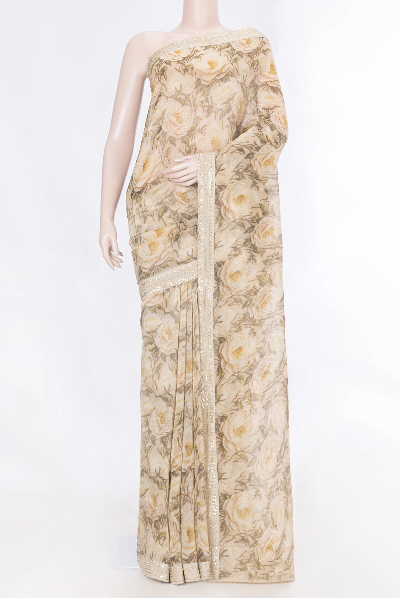 Beige Dual Tone Georgette Saree
