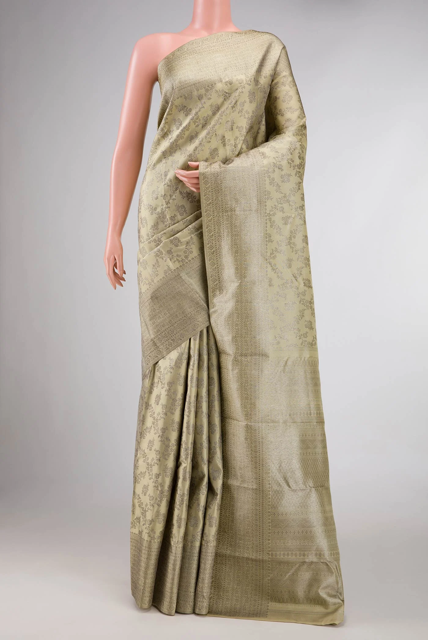 Beige Dual Tone Kanjivaram Silk Saree