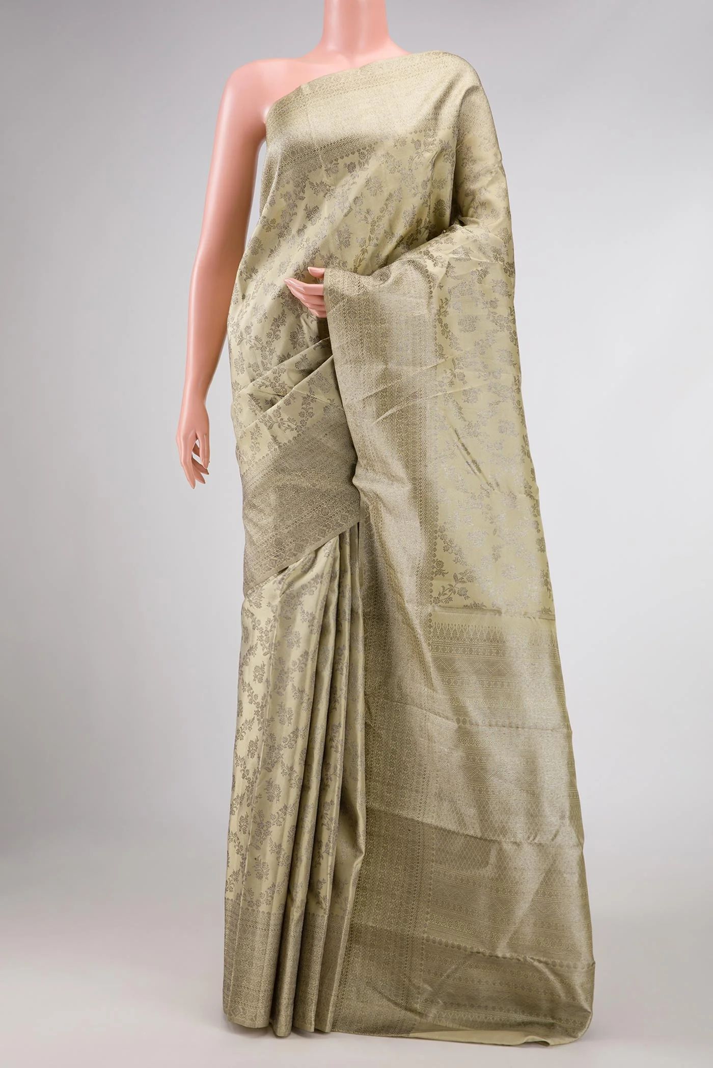 Beige Dual Tone Kanjivaram Silk Saree