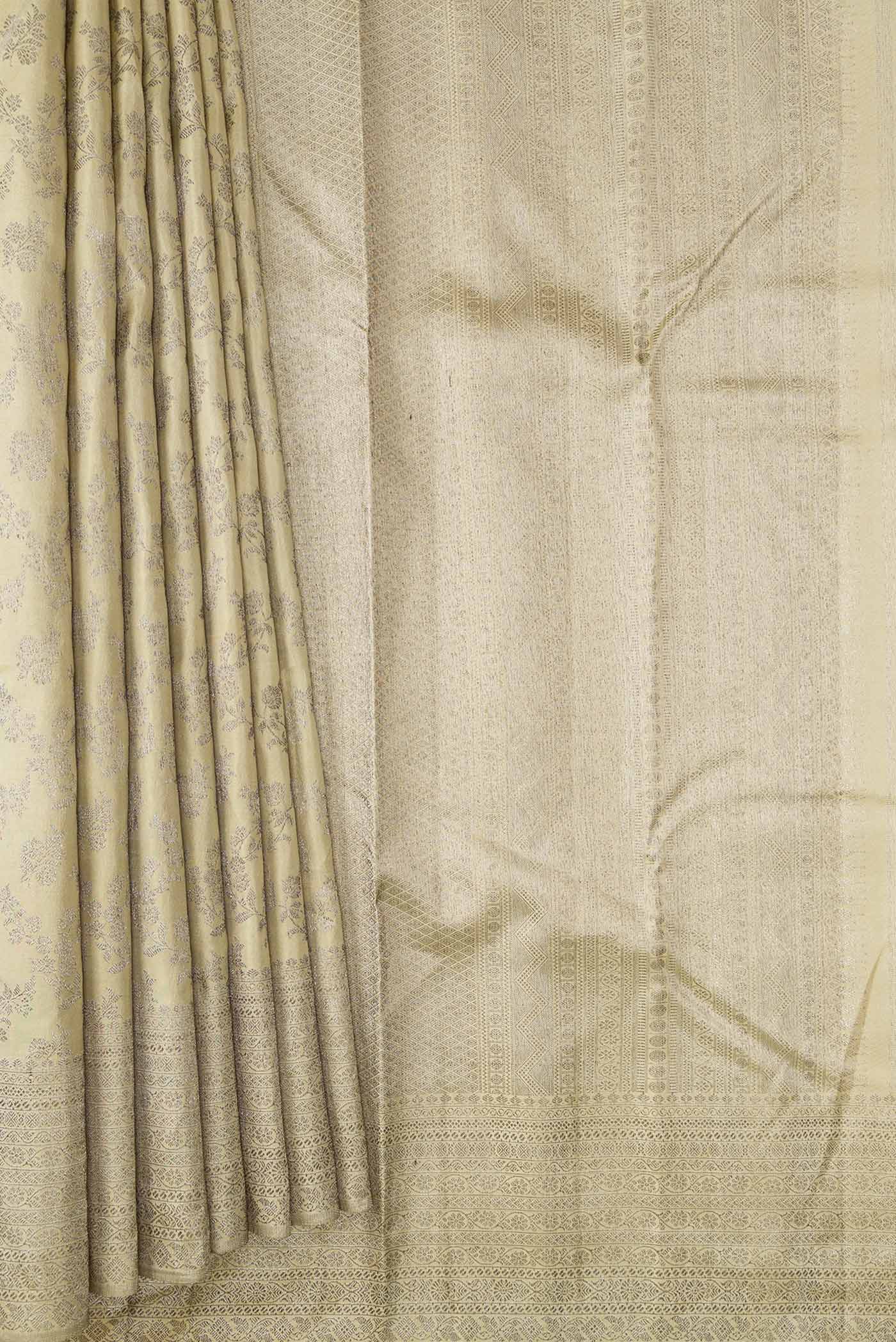 Beige Dual Tone Kanjivaram Silk Saree - Image 4