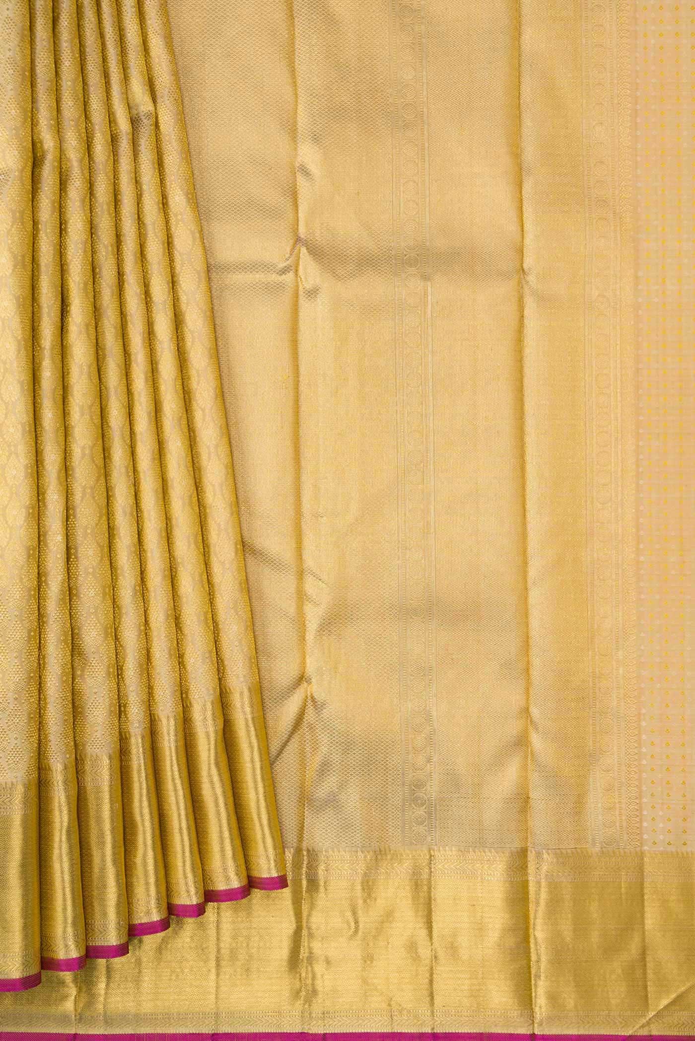 Beige Dual Tone Kanjivaram Silk Saree - Image 4
