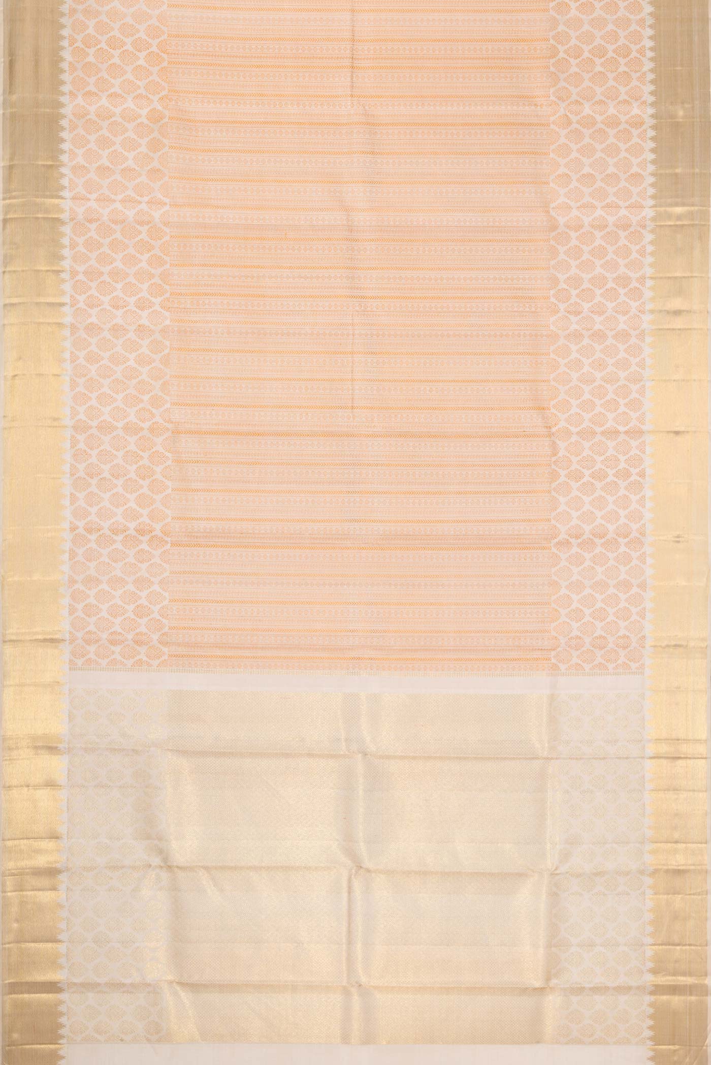 Pure Silk Pure Zari Cream Kanchipuram Saree - Image 6