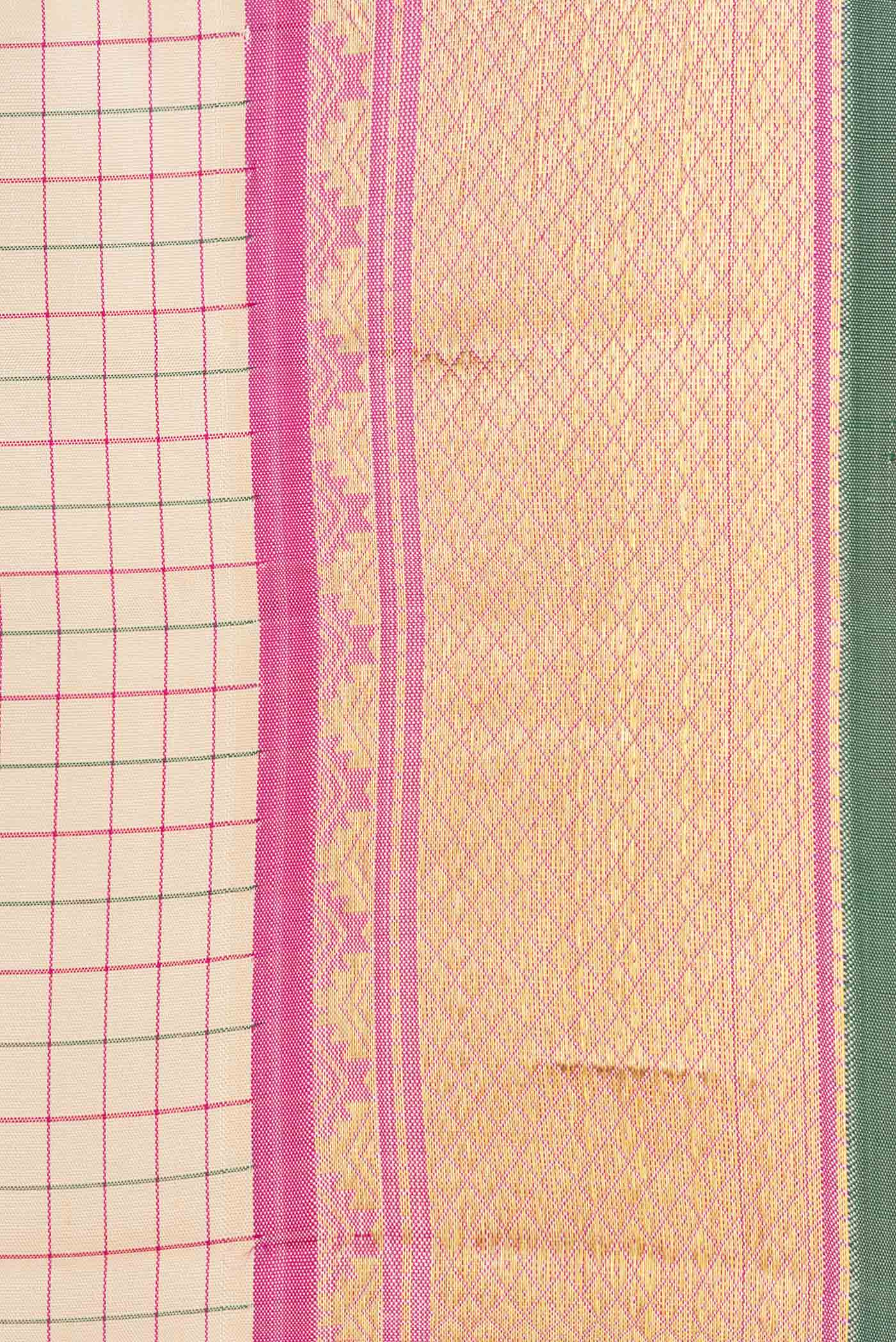 Cream Kanchipuram Silk Saree - Image 3
