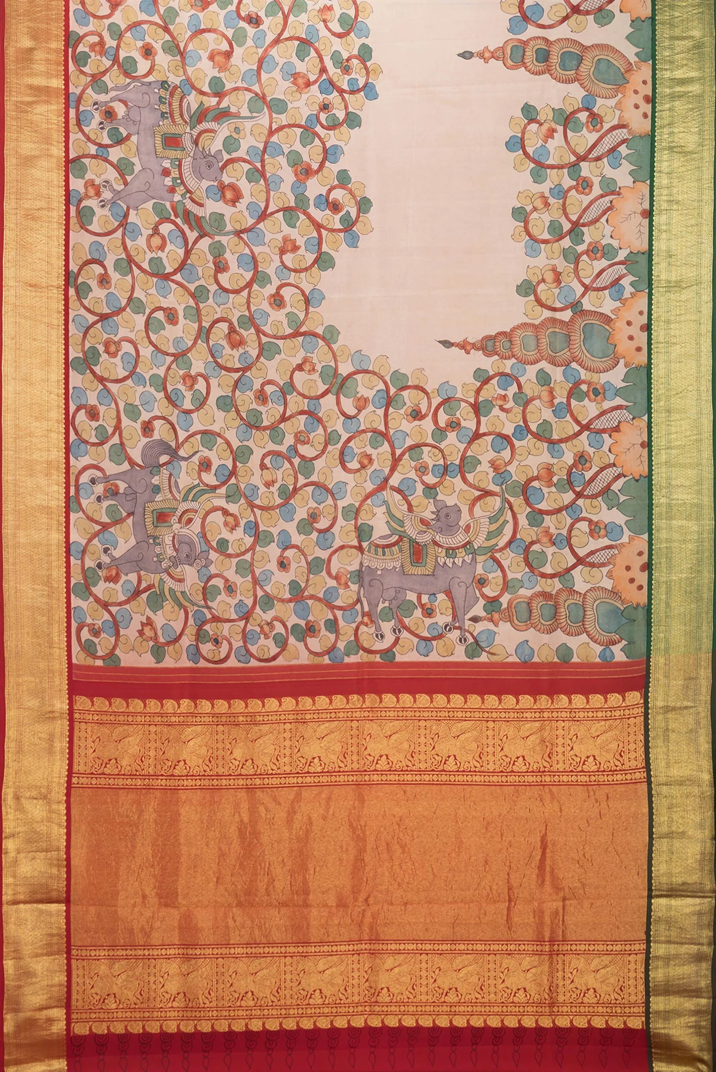 Beige Kanchipuram Silk Saree - Image 6