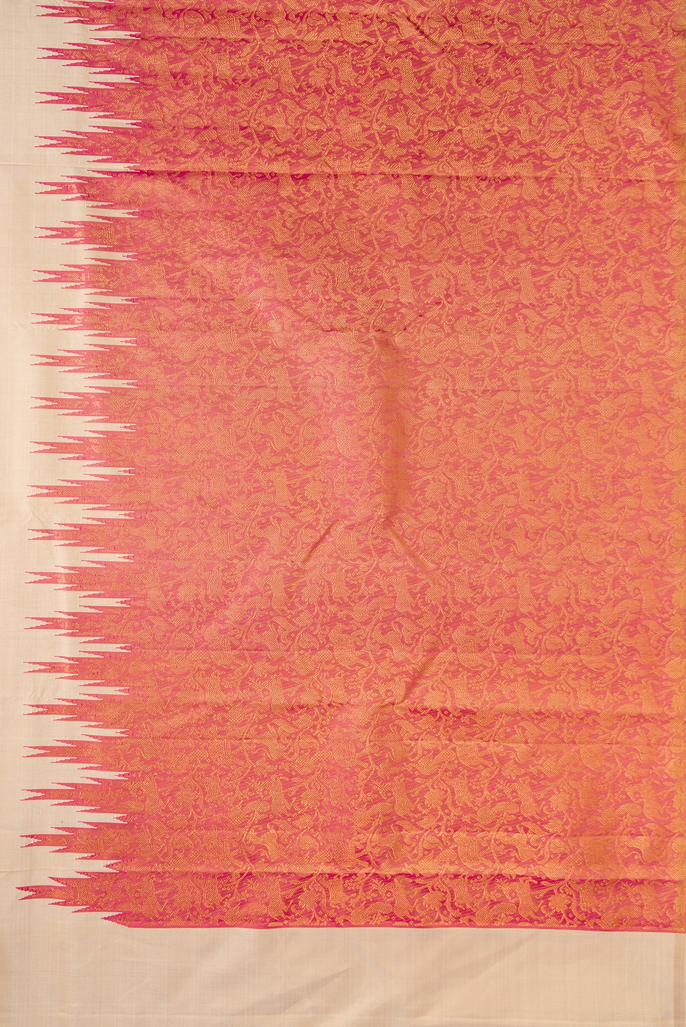 Beige Kanchipuram Silk Saree - Image 3