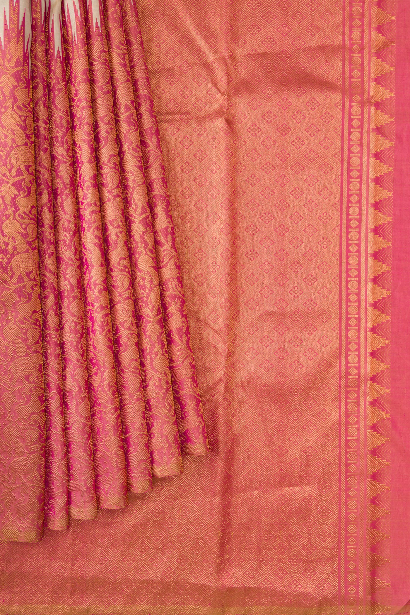 Beige Kanchipuram Silk Saree - Image 4