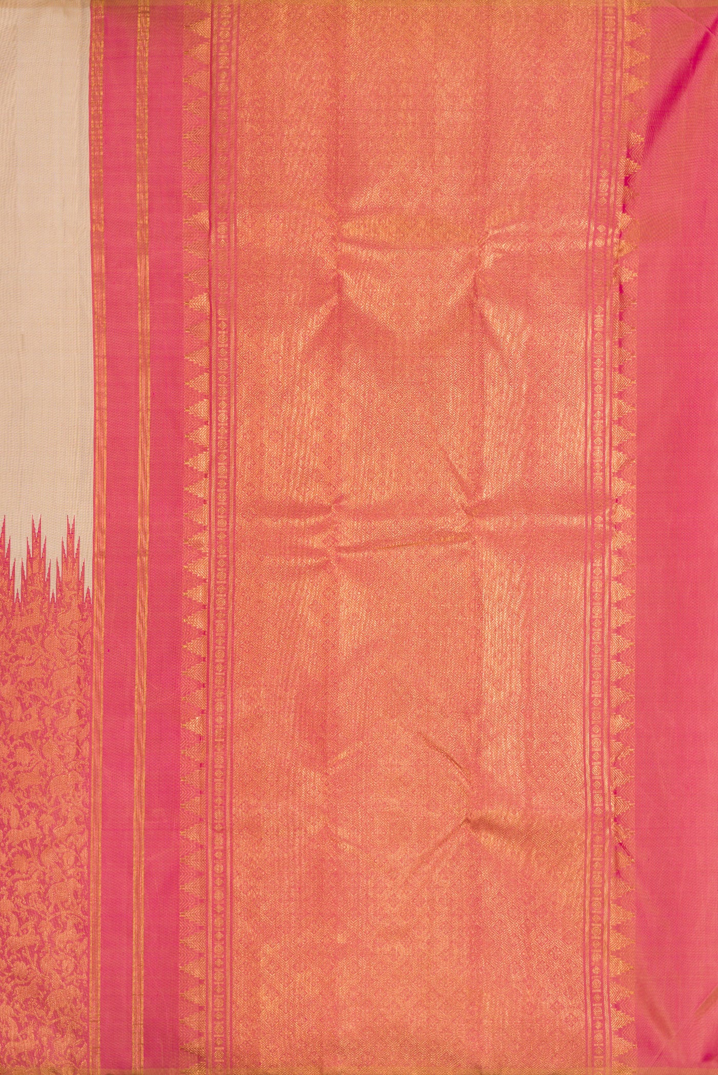 Beige Kanchipuram Silk Saree - Image 7