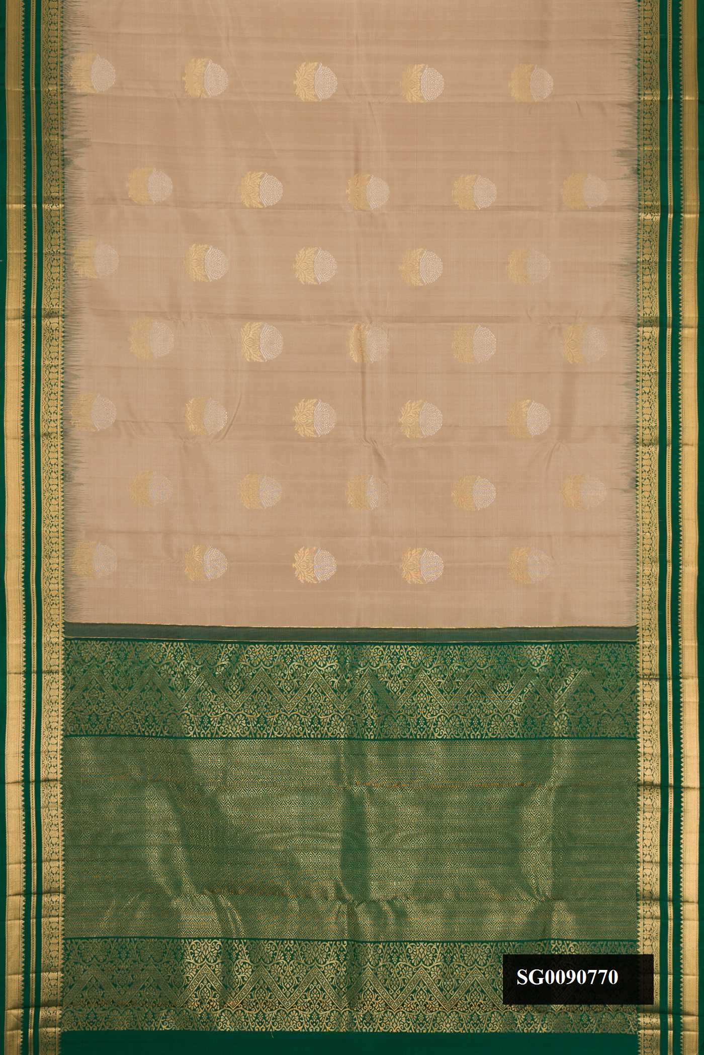Beige Dual Tone Kanchipuram Silk Saree