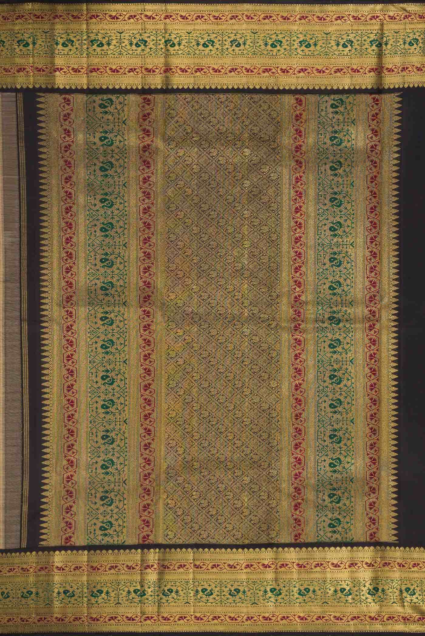 Pure Silk Pure Zari Beige Dual Tone Kanjivaram Saree - Image 5