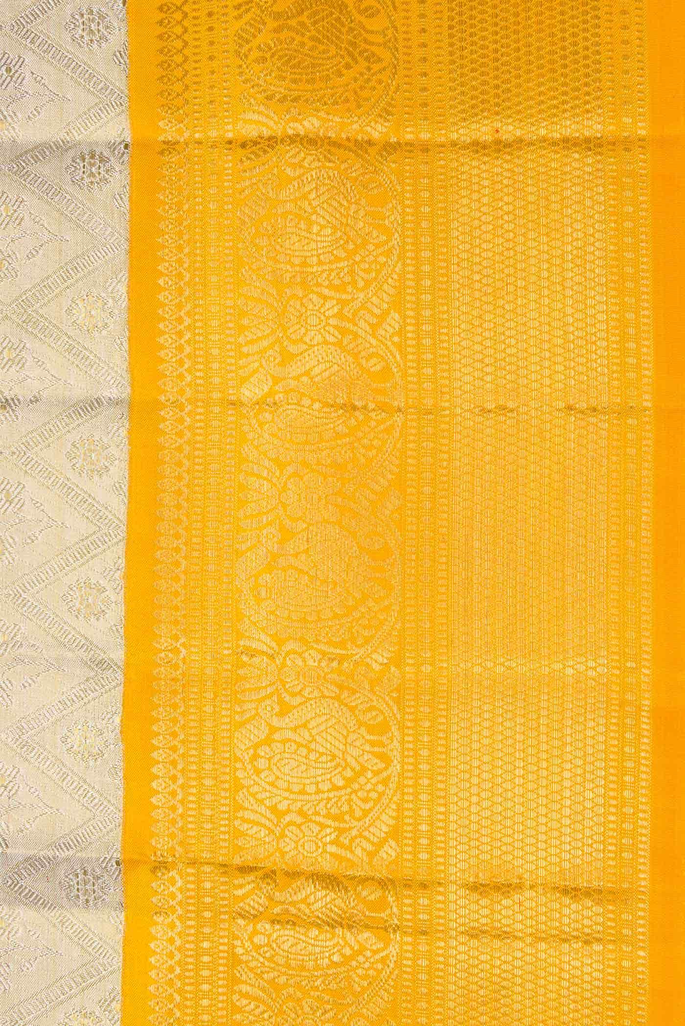 Beige Dual Tone Kanjivaram Tissue Silk Saree - Image 6