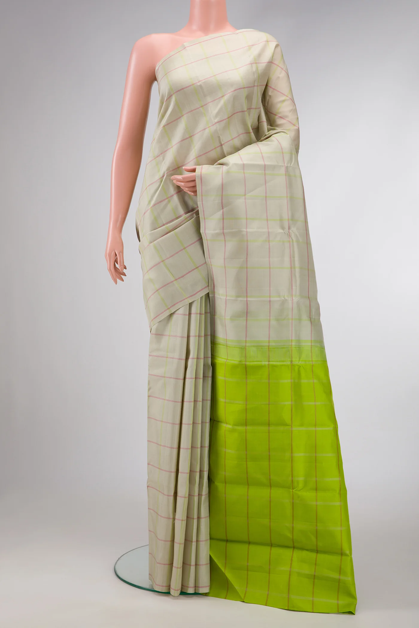 Cream Kanjivaram Silk Saree