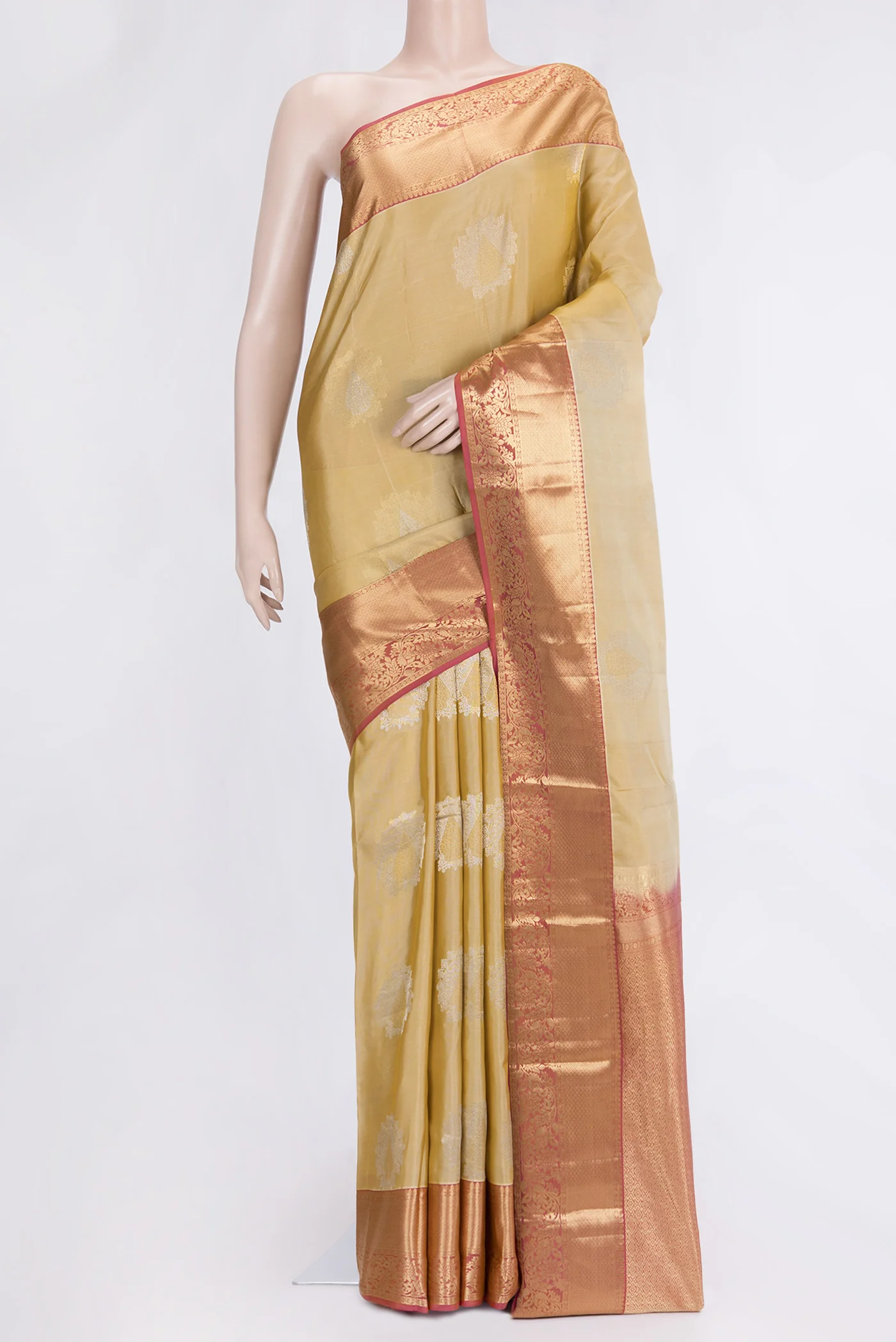 Beige Kanjivaram Silk Saree