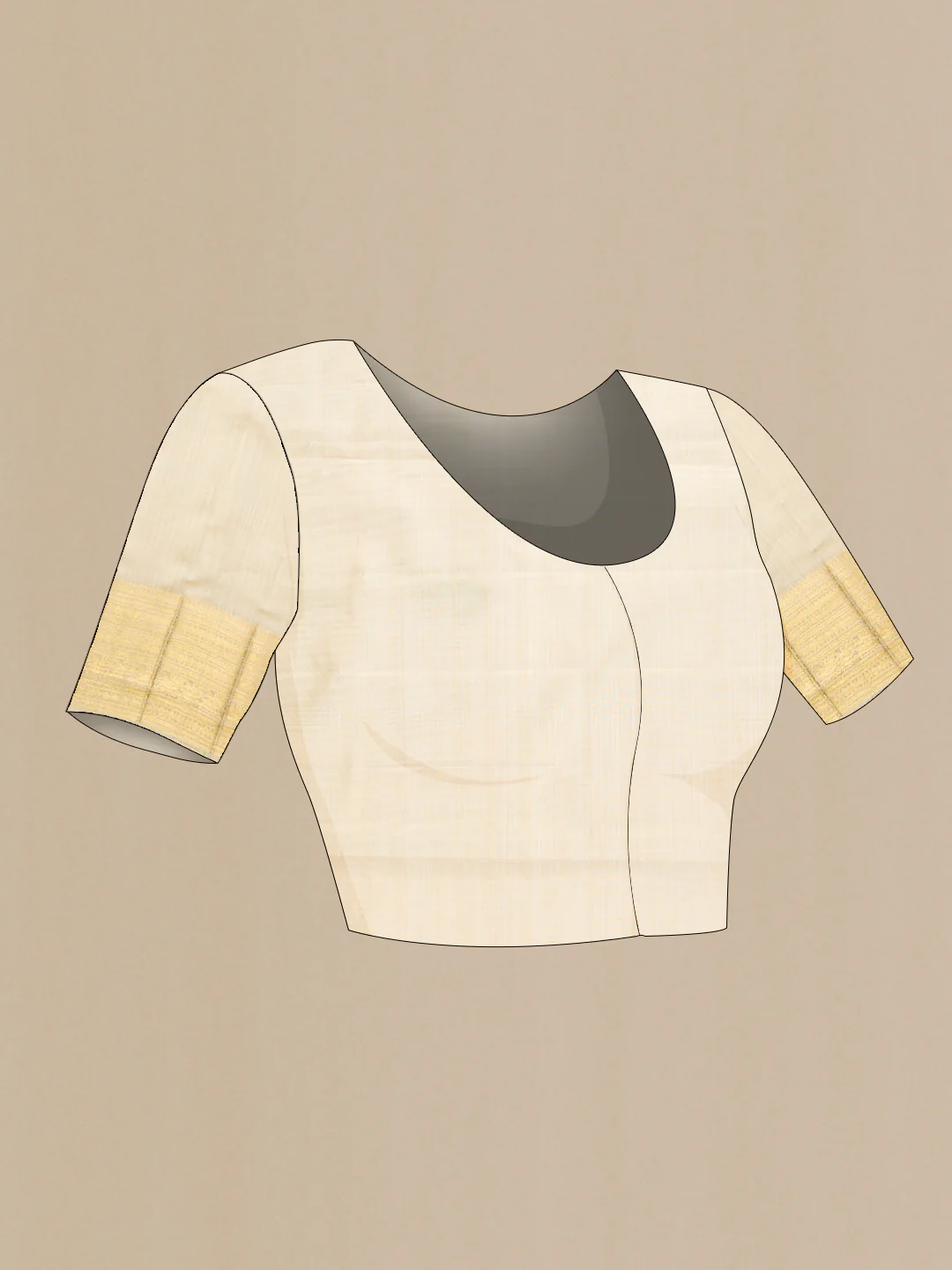 Cream with Gold Color Kanjivaram Tissue Silk Saree - Image 5