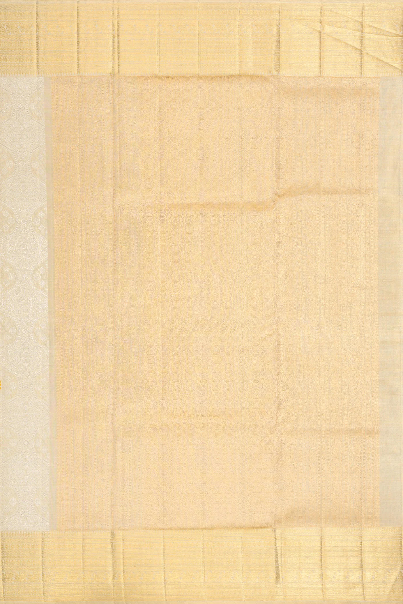 Cream with Gold Color Kanjivaram Tissue Silk Saree - Image 7