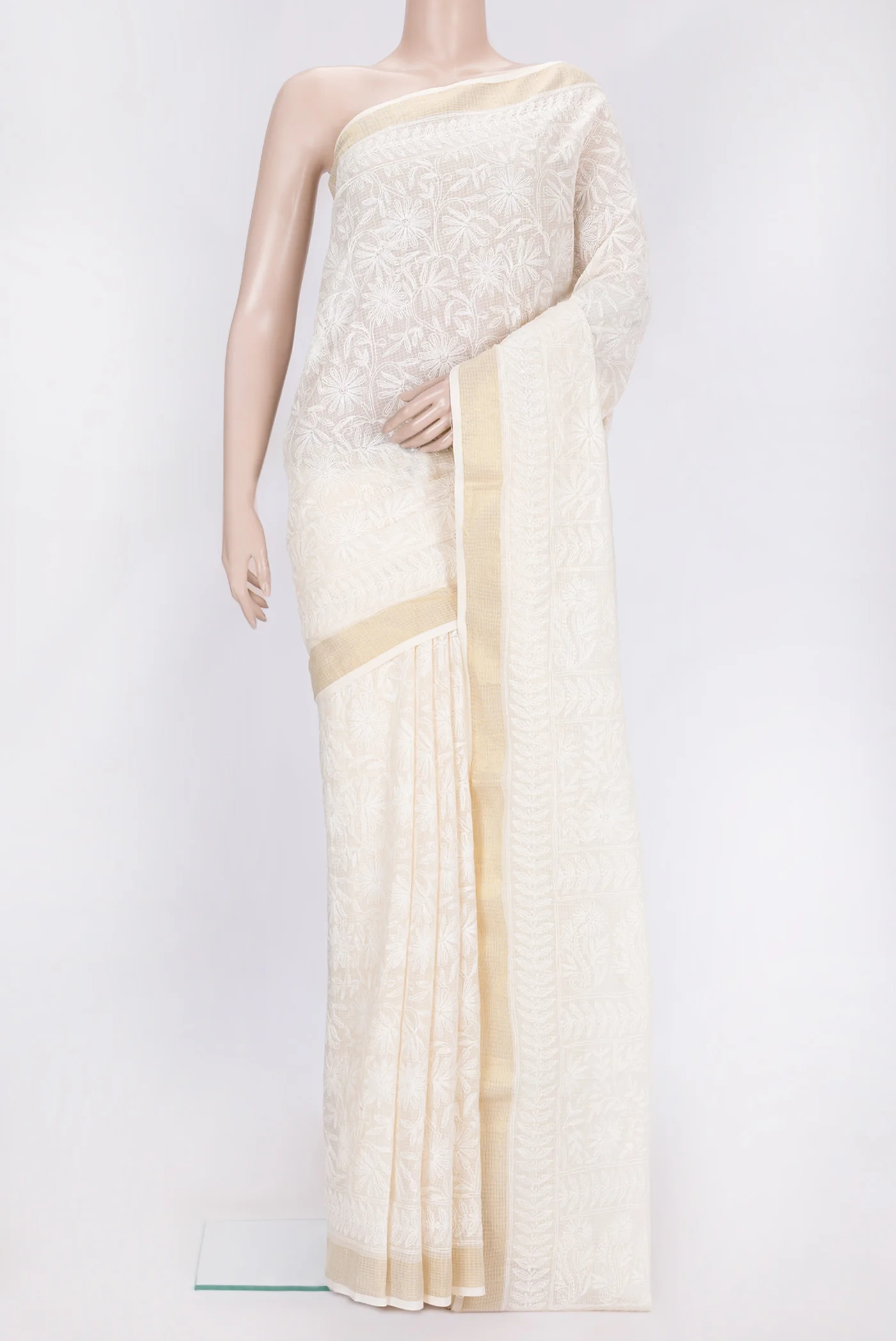 Cream Kota Silk Saree