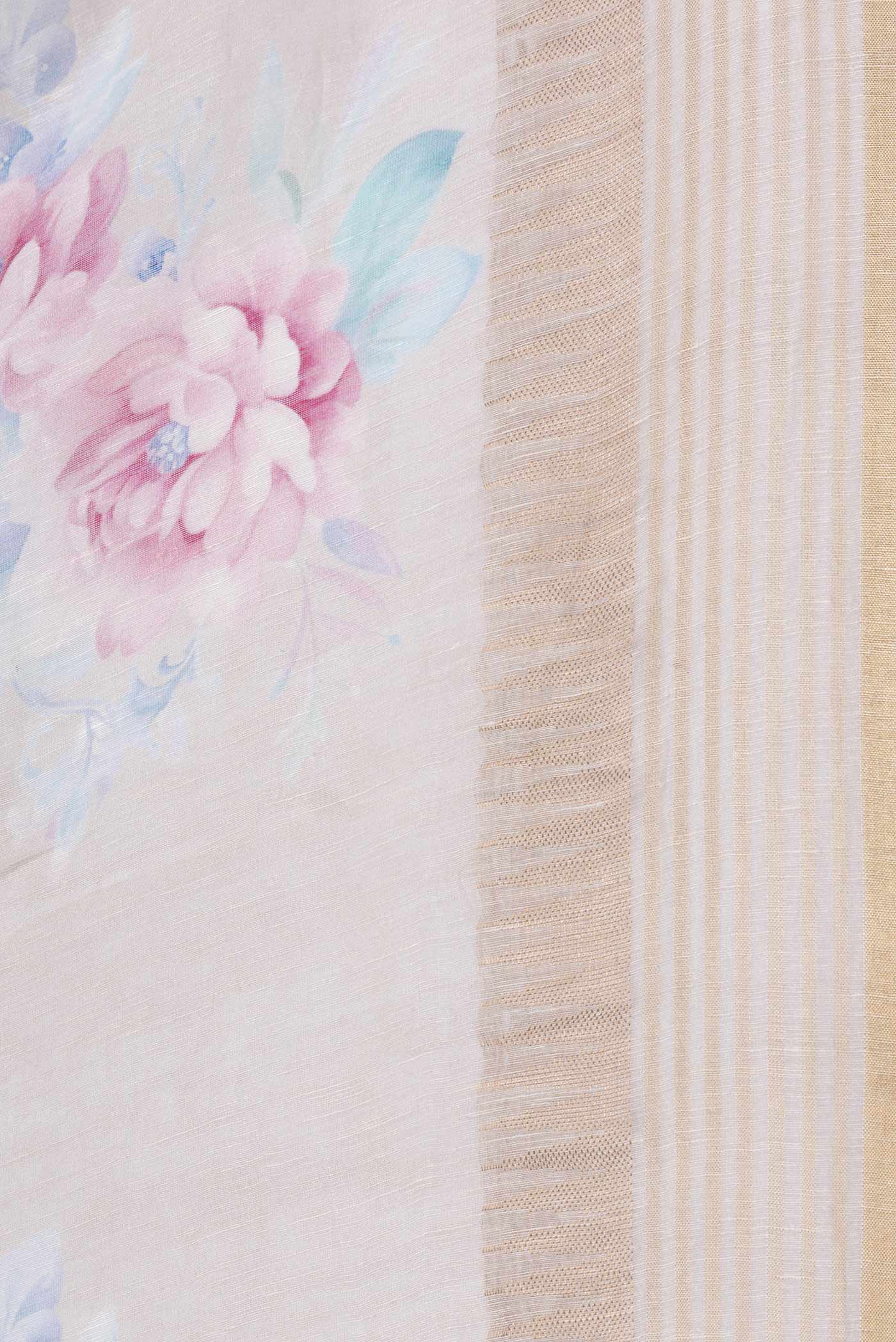 Beige Linen Saree - Image 3