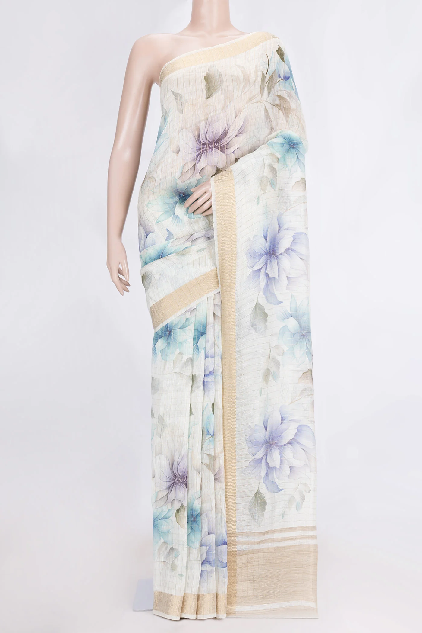 Off White Linen Saree
