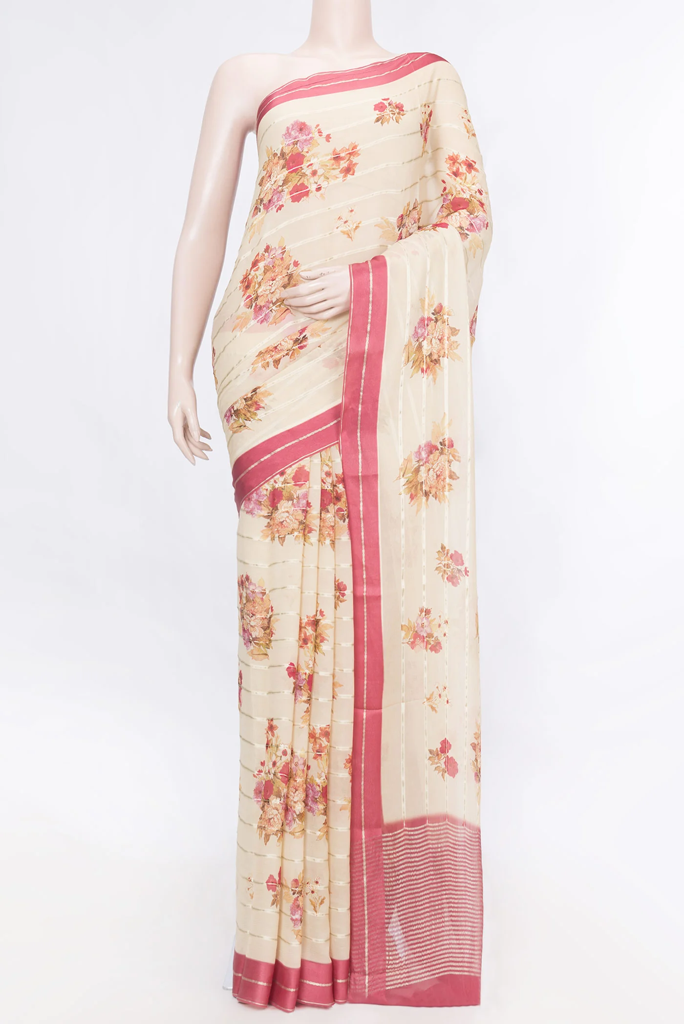 Beige Dual Tone Mysore Georgette Saree
