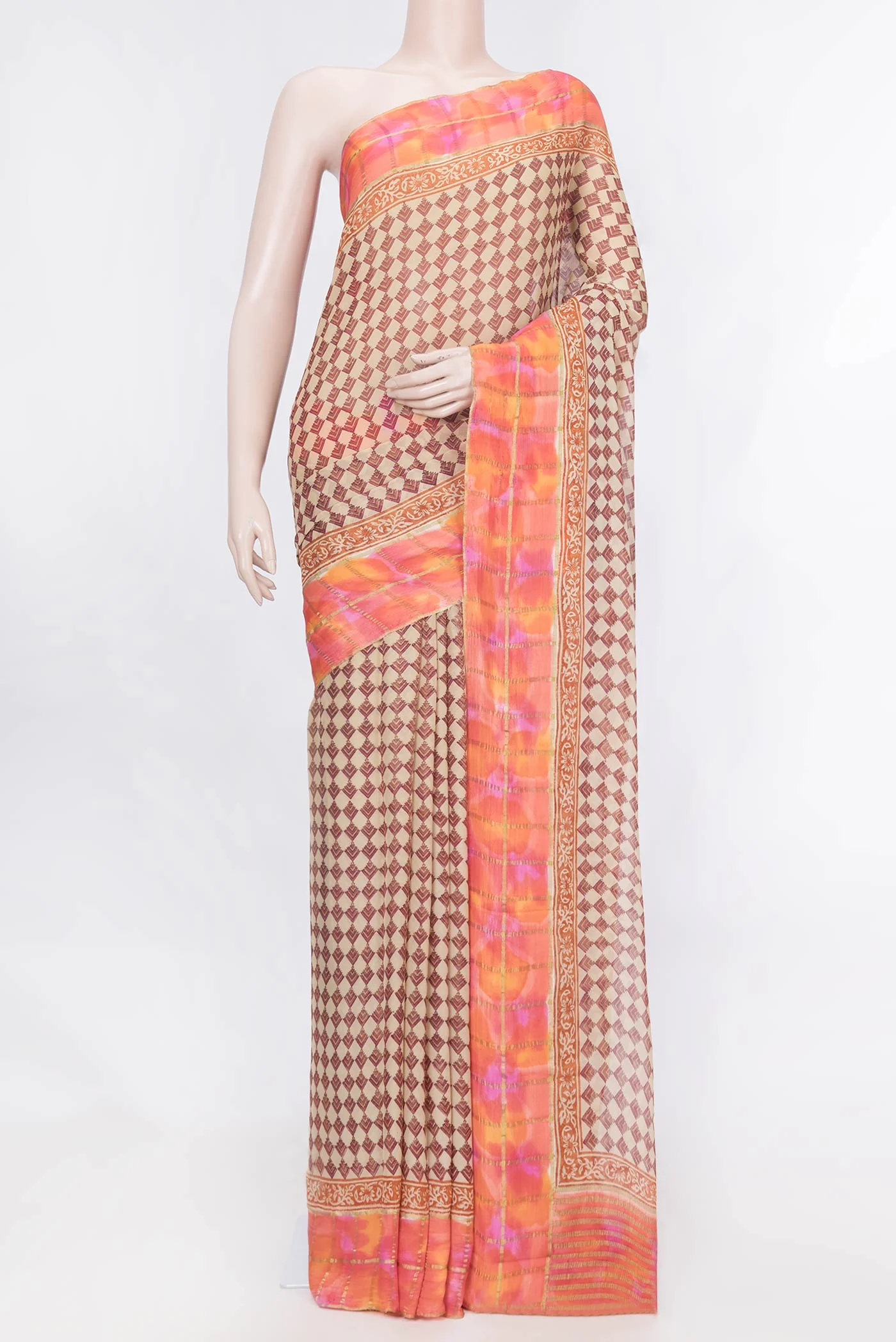 Beige Dual Tone Mysore Georgette Saree