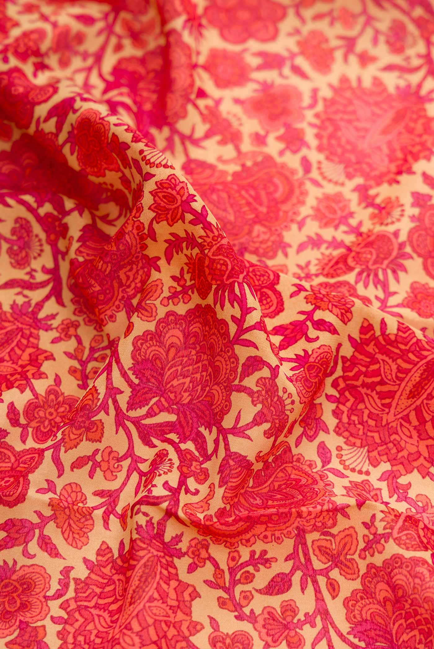 Red Mysore Crepe Saree - Image 2