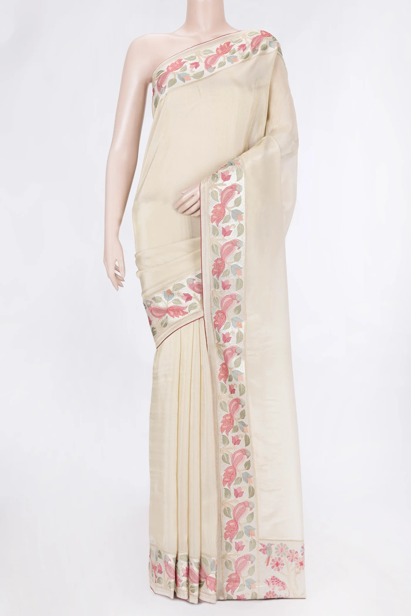 Beige Blended Georgette Saree