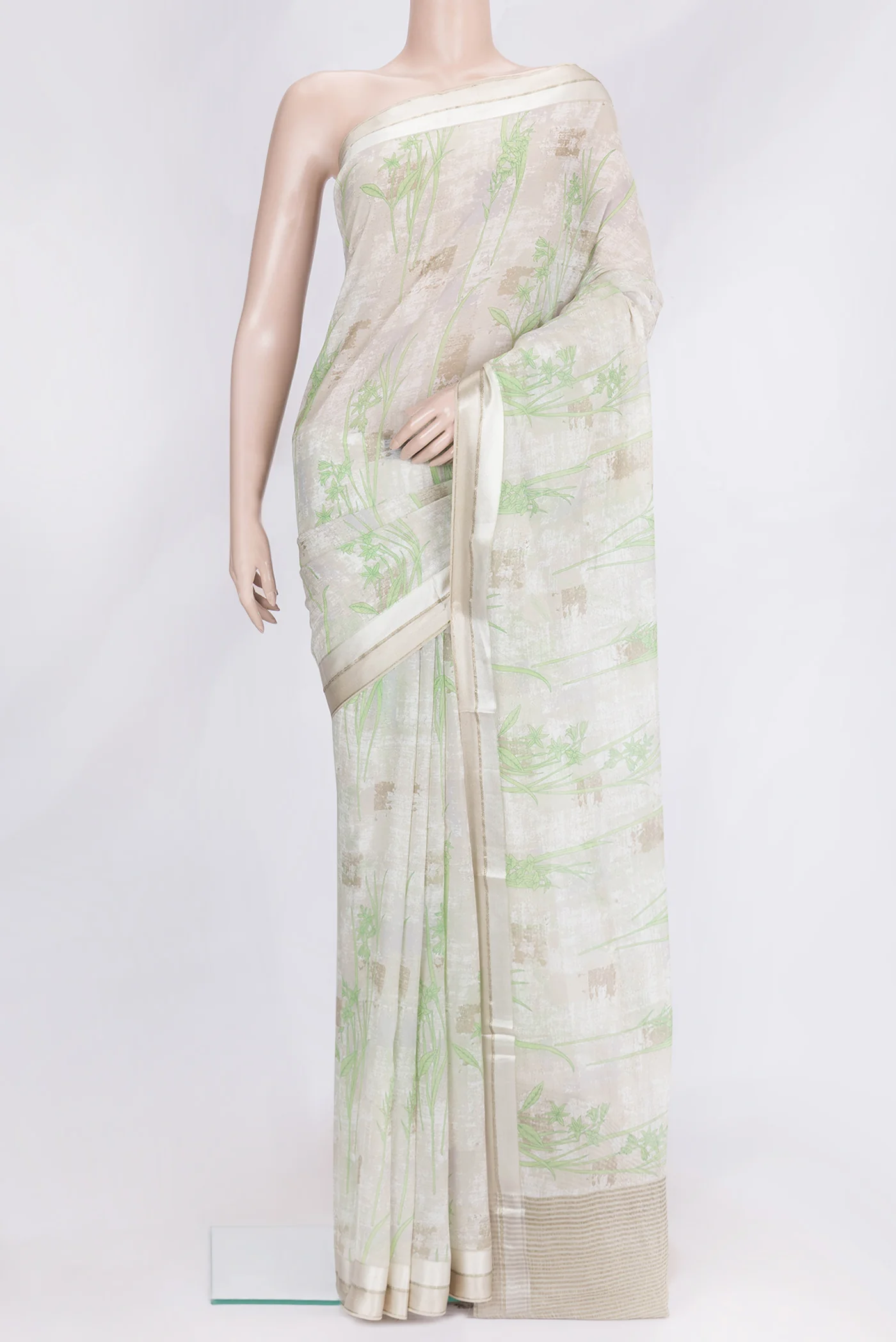 Beige Mysore Chiffon Saree