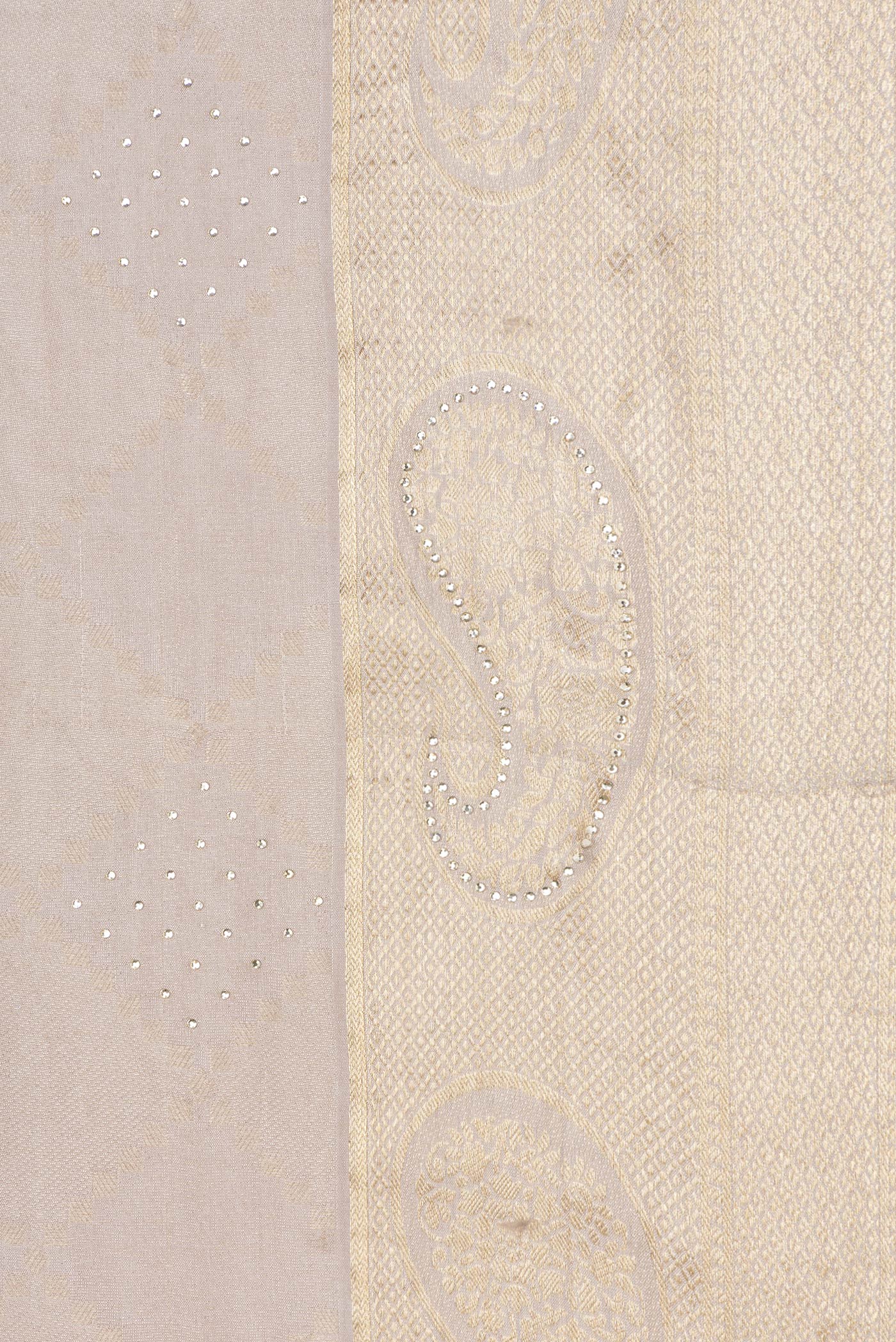 Beige Mysore Crepe Saree - Image 3