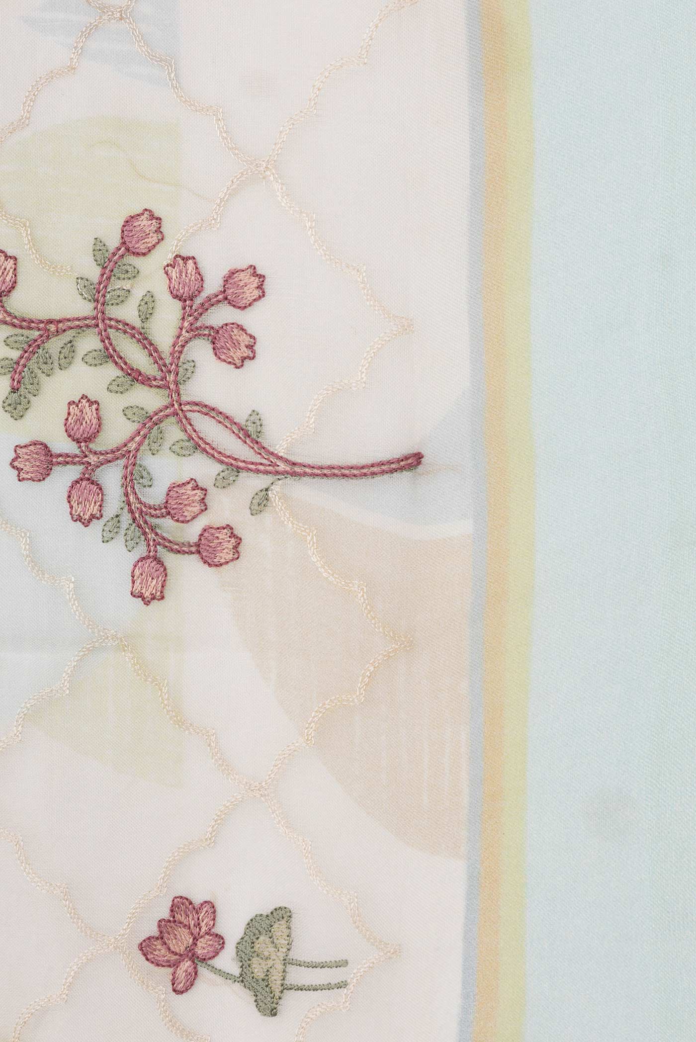 Beige Dual Tone Organza Silk Saree - Image 3