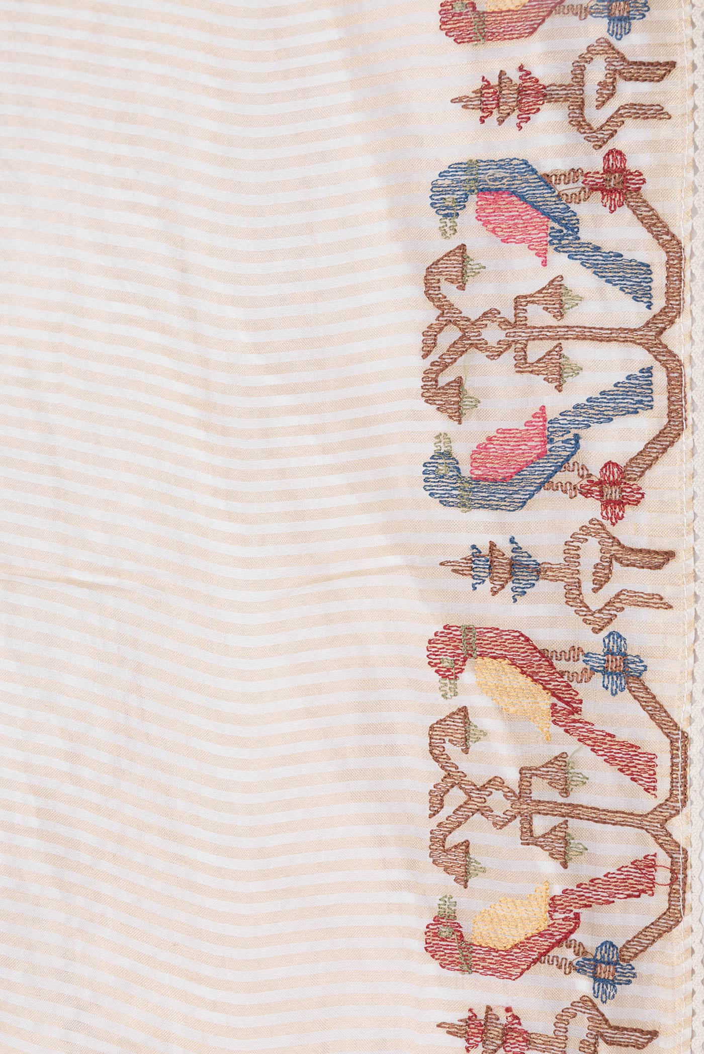 Cream Organza Silk Saree - Image 3