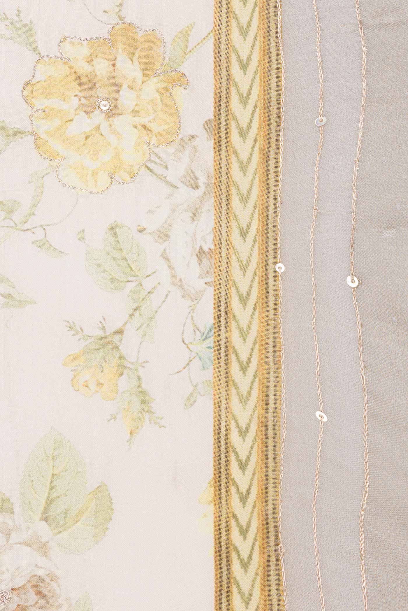Cream Organza Silk Saree - Image 3