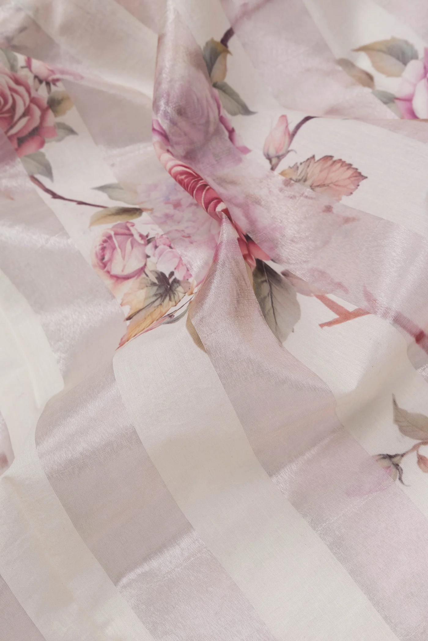 Beige Organza Silk Saree - Image 2