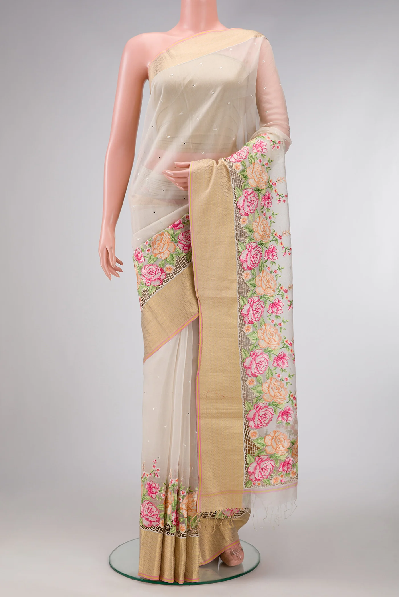 White Organza Silk Saree