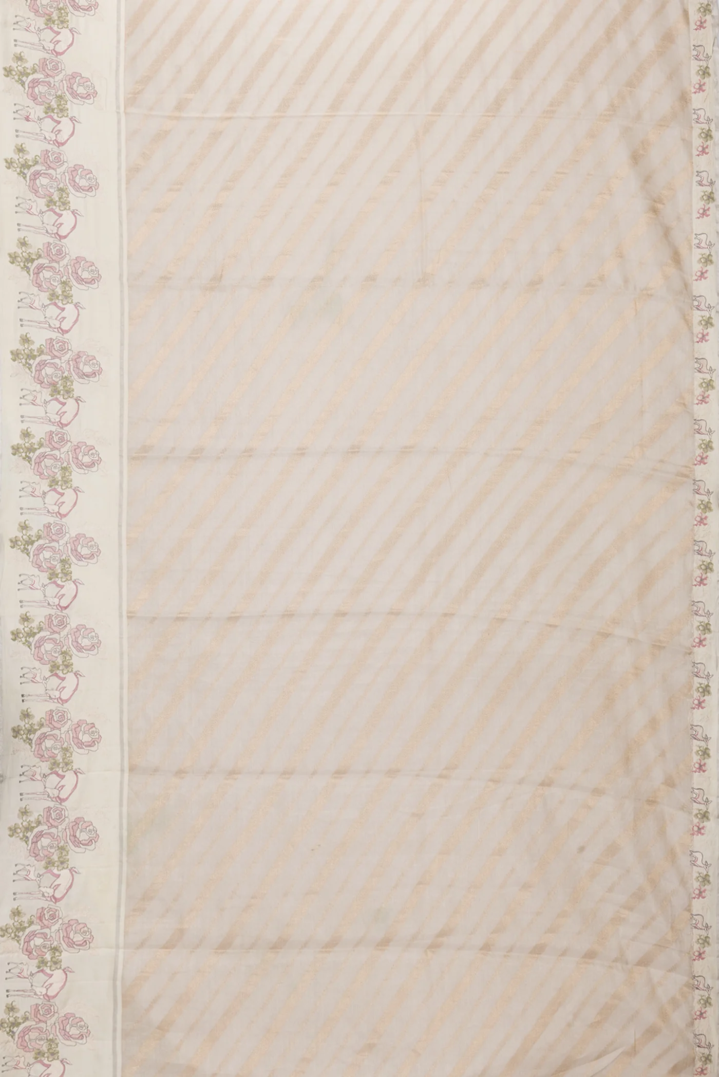 Beige Dual Tone Organza Silk Saree - Image 6
