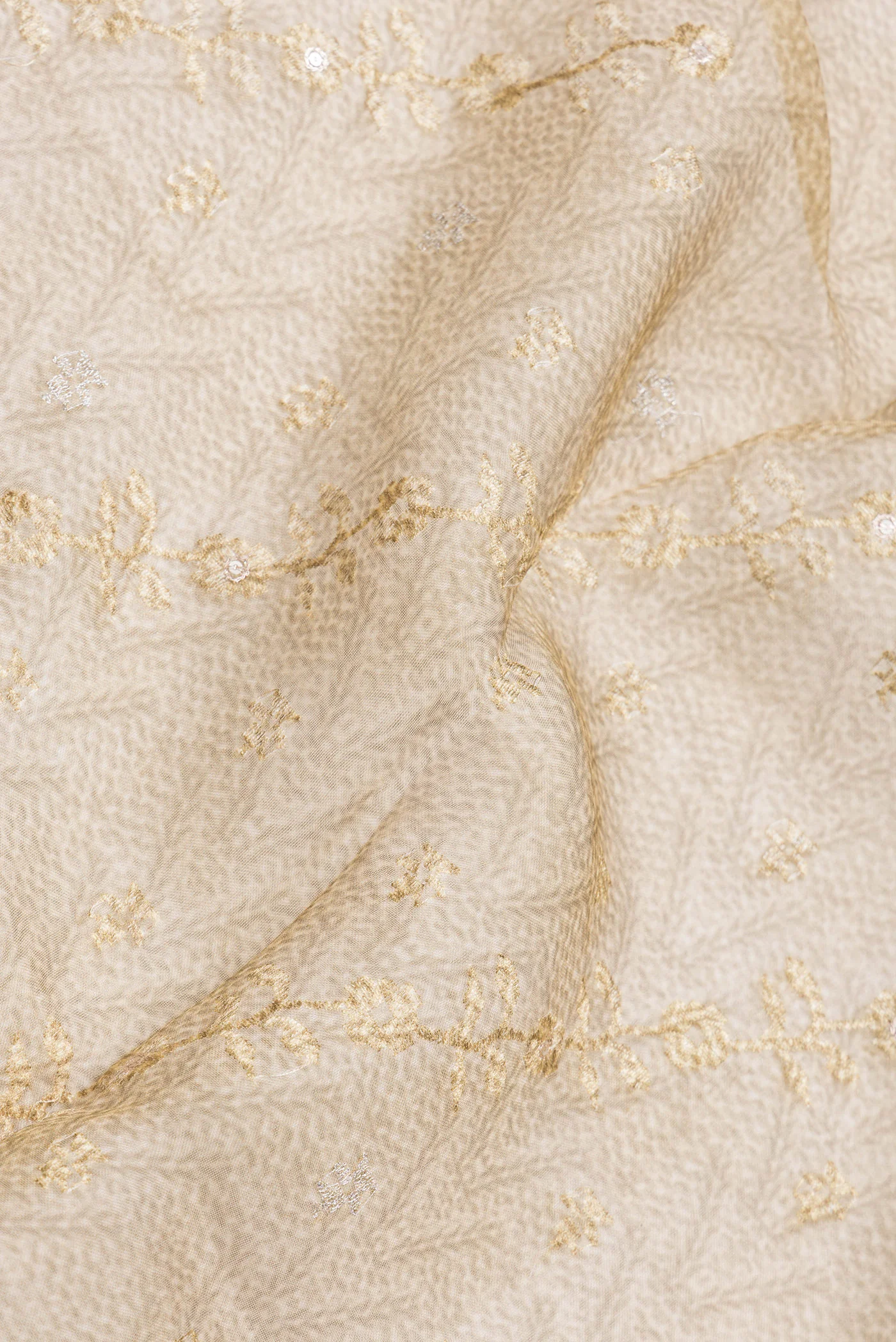 Beige Organza Silk Saree - Image 2